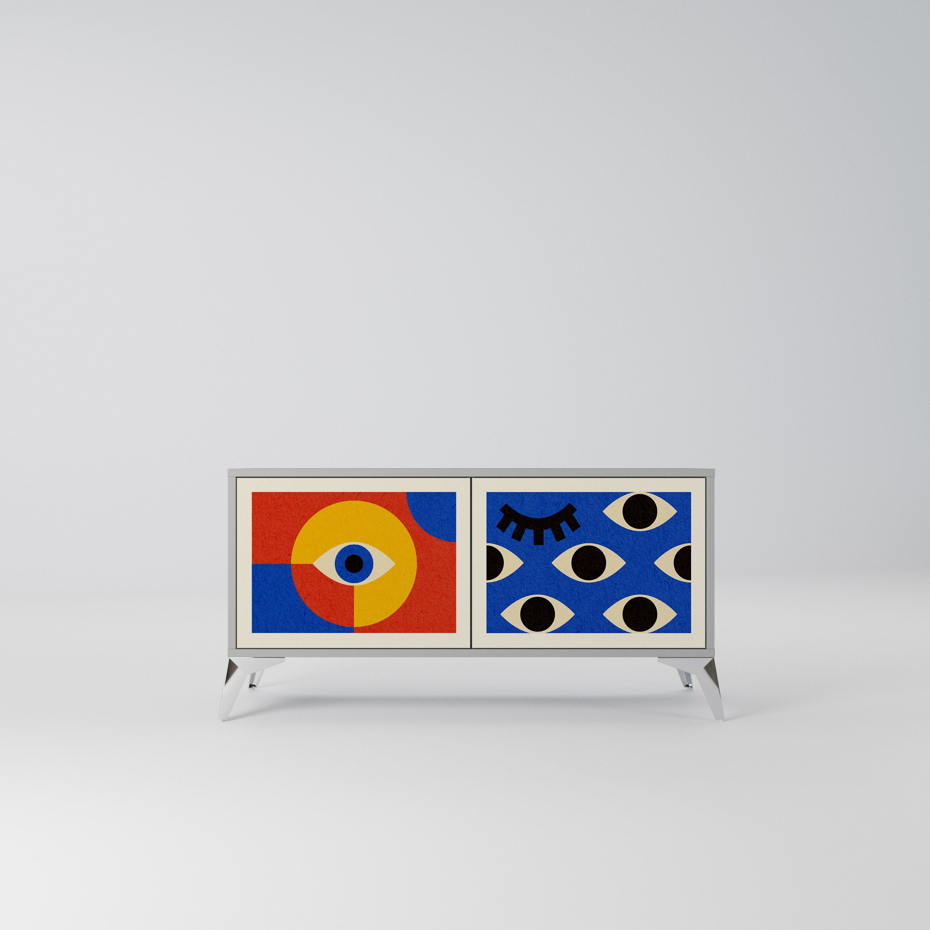 GEOMETRIC EYES Kompaktowa szafka RTV 2-drzwiowa