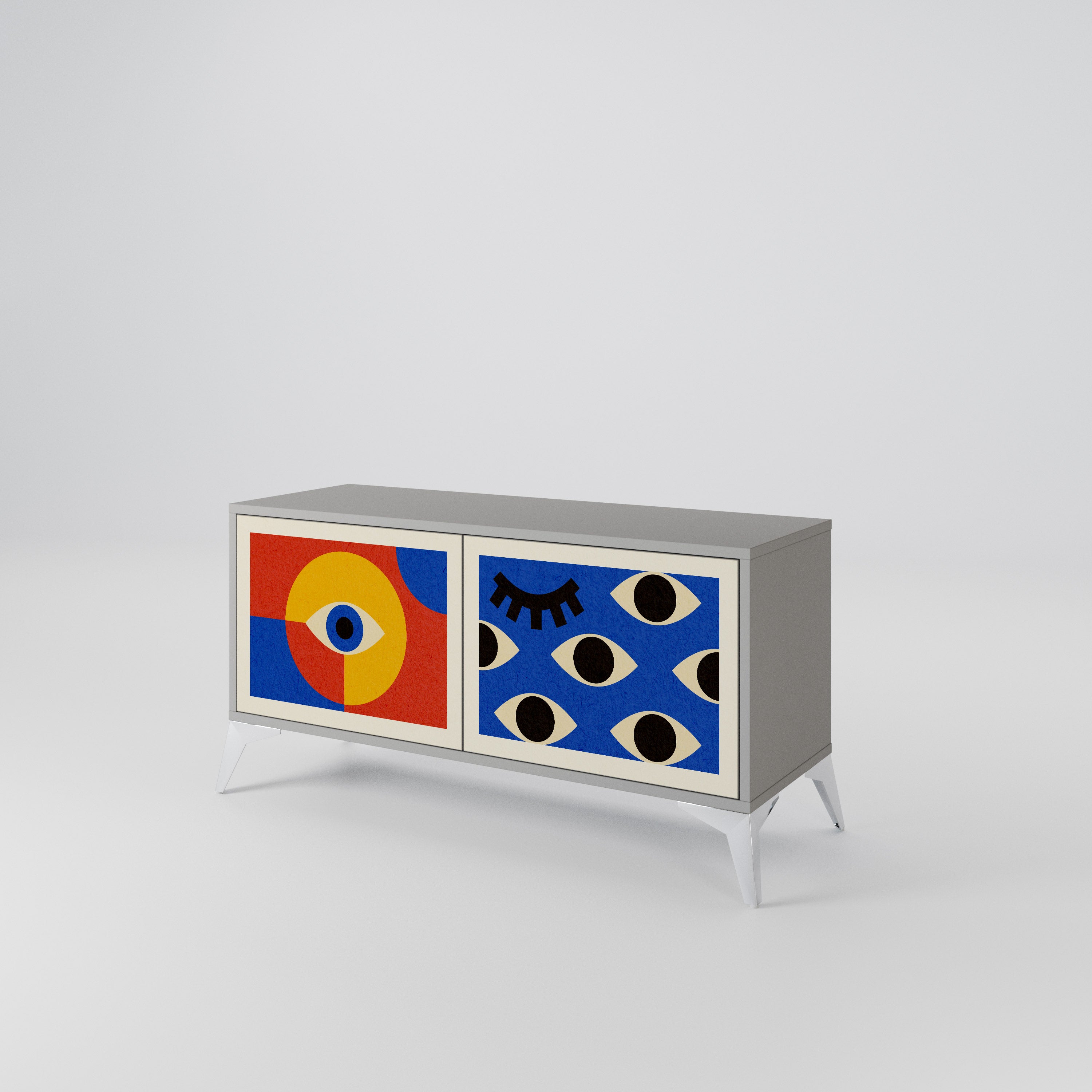 GEOMETRIC EYES Kompaktowa szafka RTV 2-drzwiowa