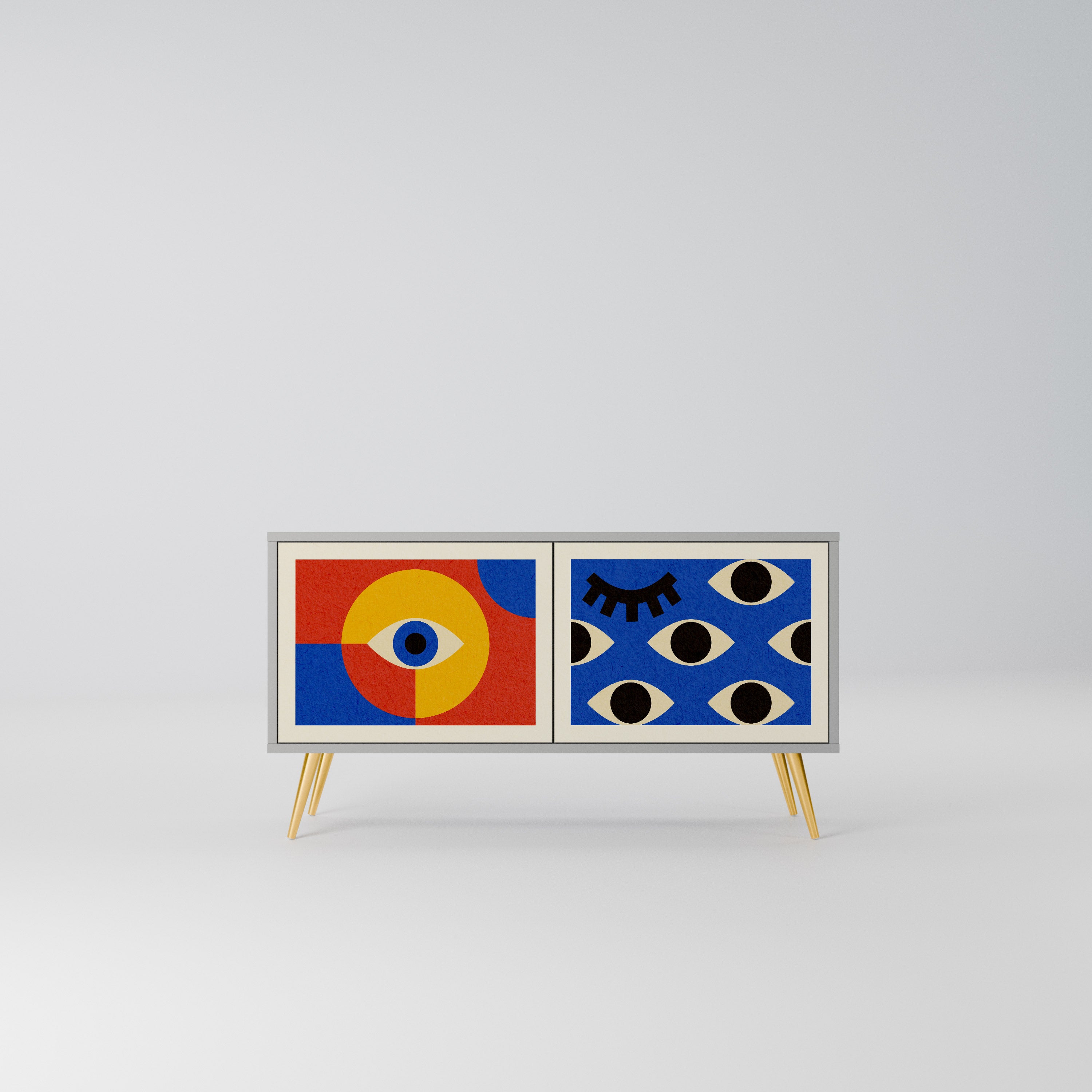 GEOMETRIC EYES Kompaktowa szafka RTV 2-drzwiowa