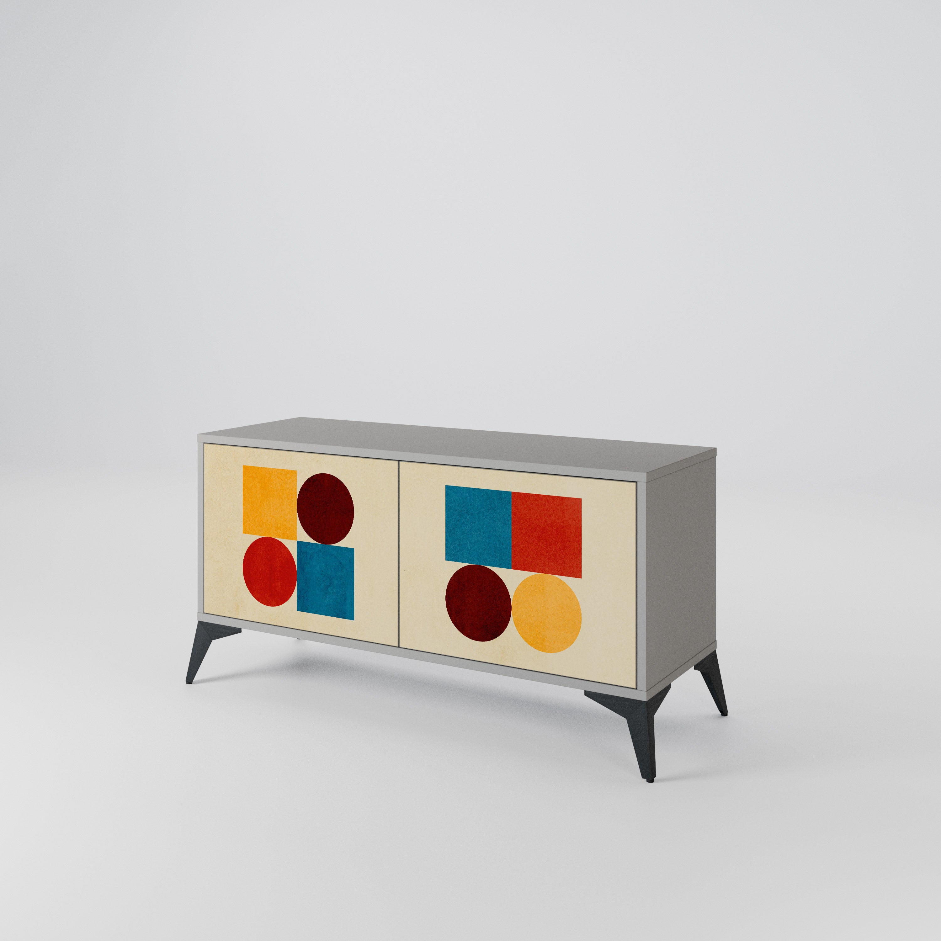 GEOMETRIC PUZZLE Kompaktowa szafka RTV 2-drzwiowa