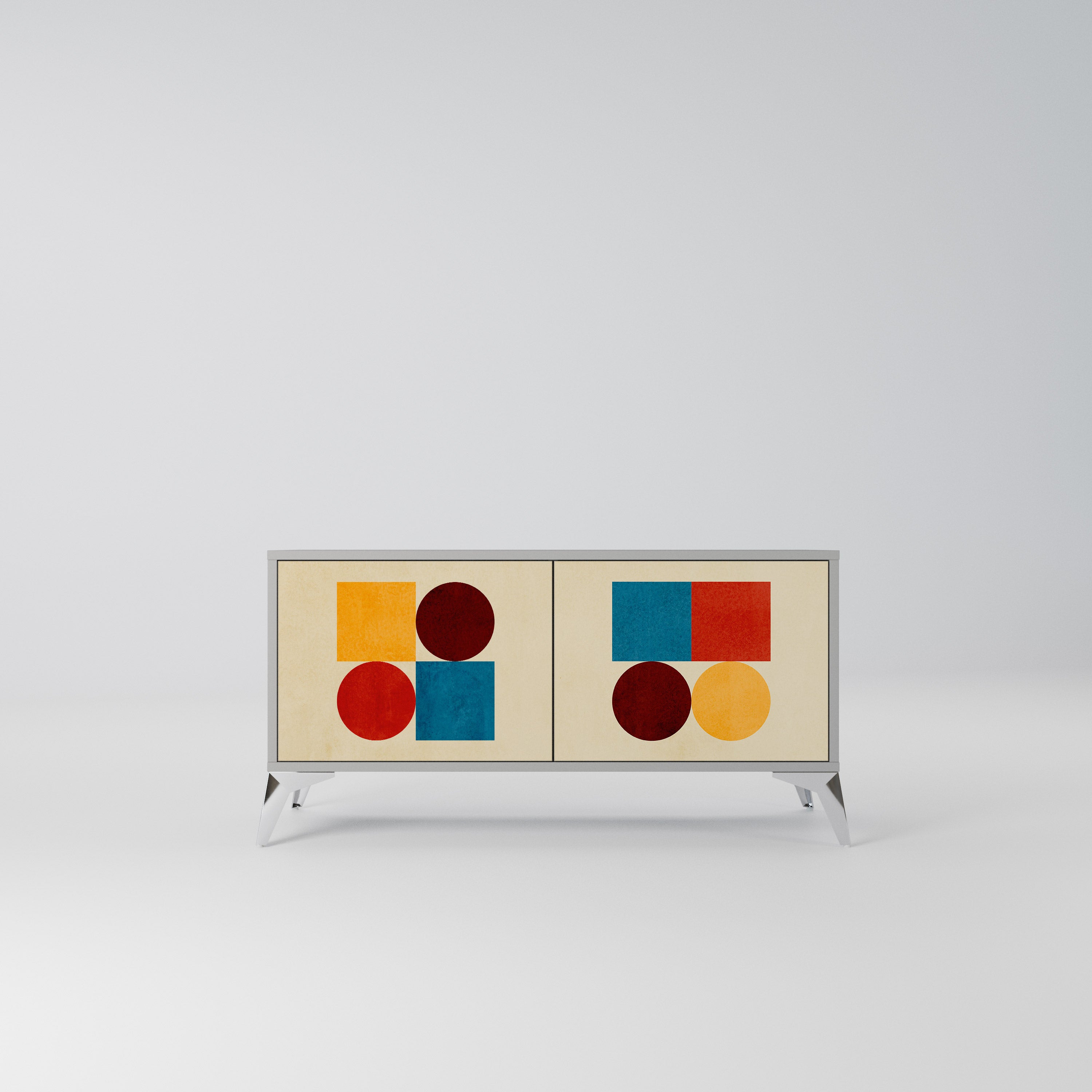GEOMETRIC PUZZLE Kompaktowa szafka RTV 2-drzwiowa