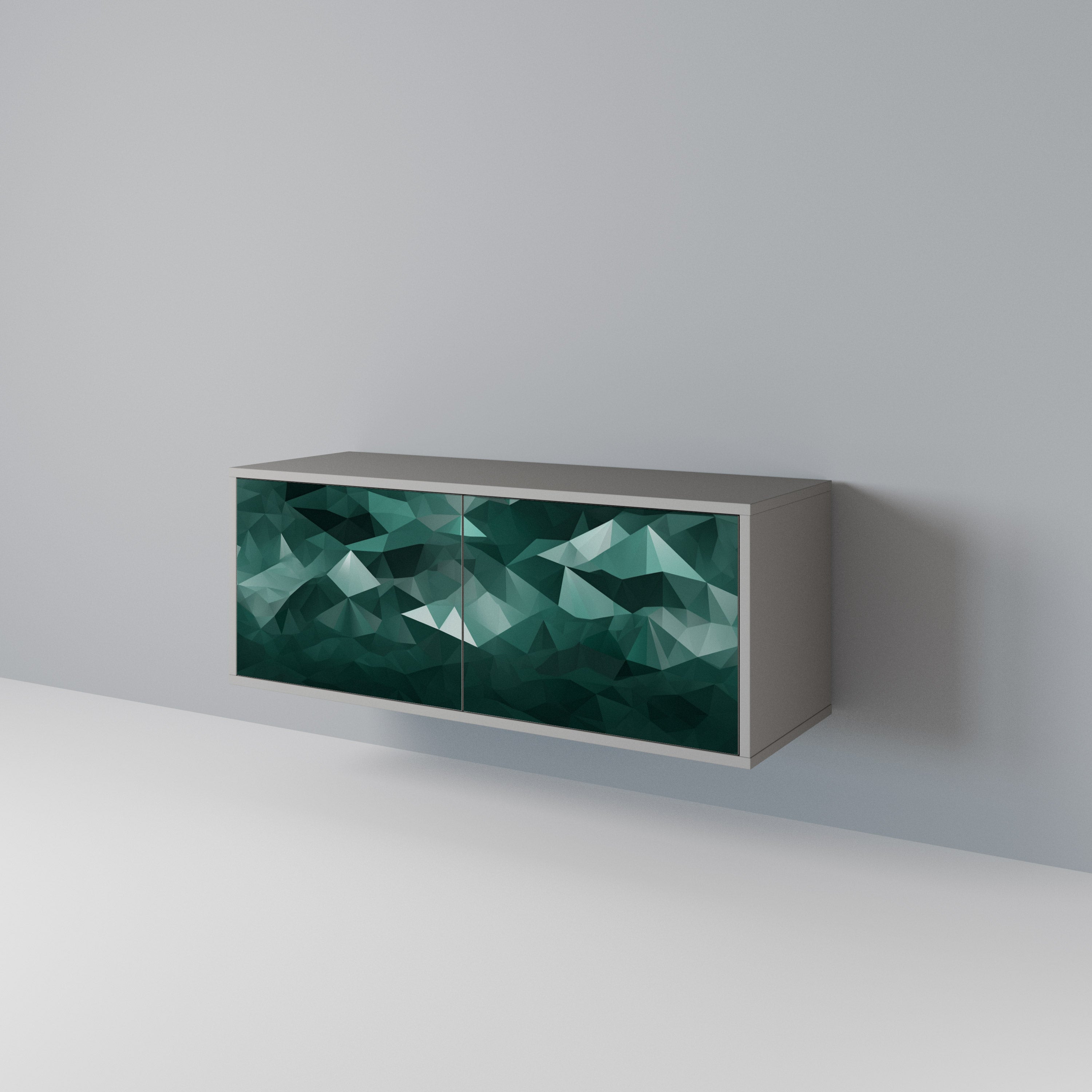 POLYGONAL FLOATING Kompaktowa szafka RTV 2-drzwiowa