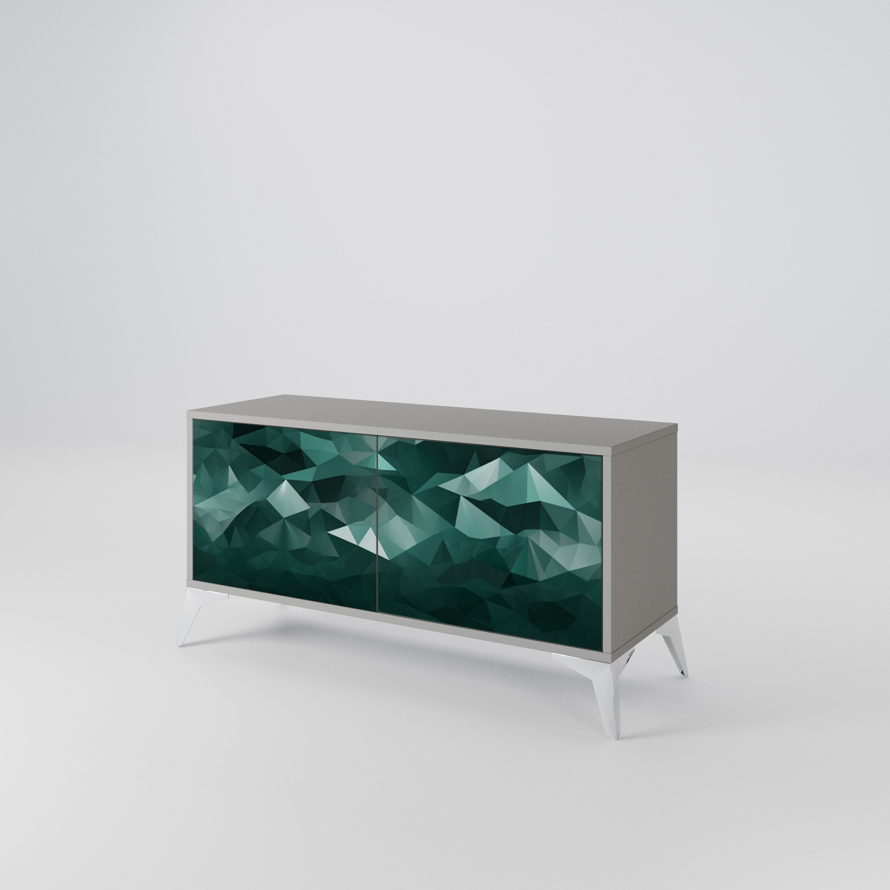 POLYGONAL FLOATING Kompaktowa szafka RTV 2-drzwiowa