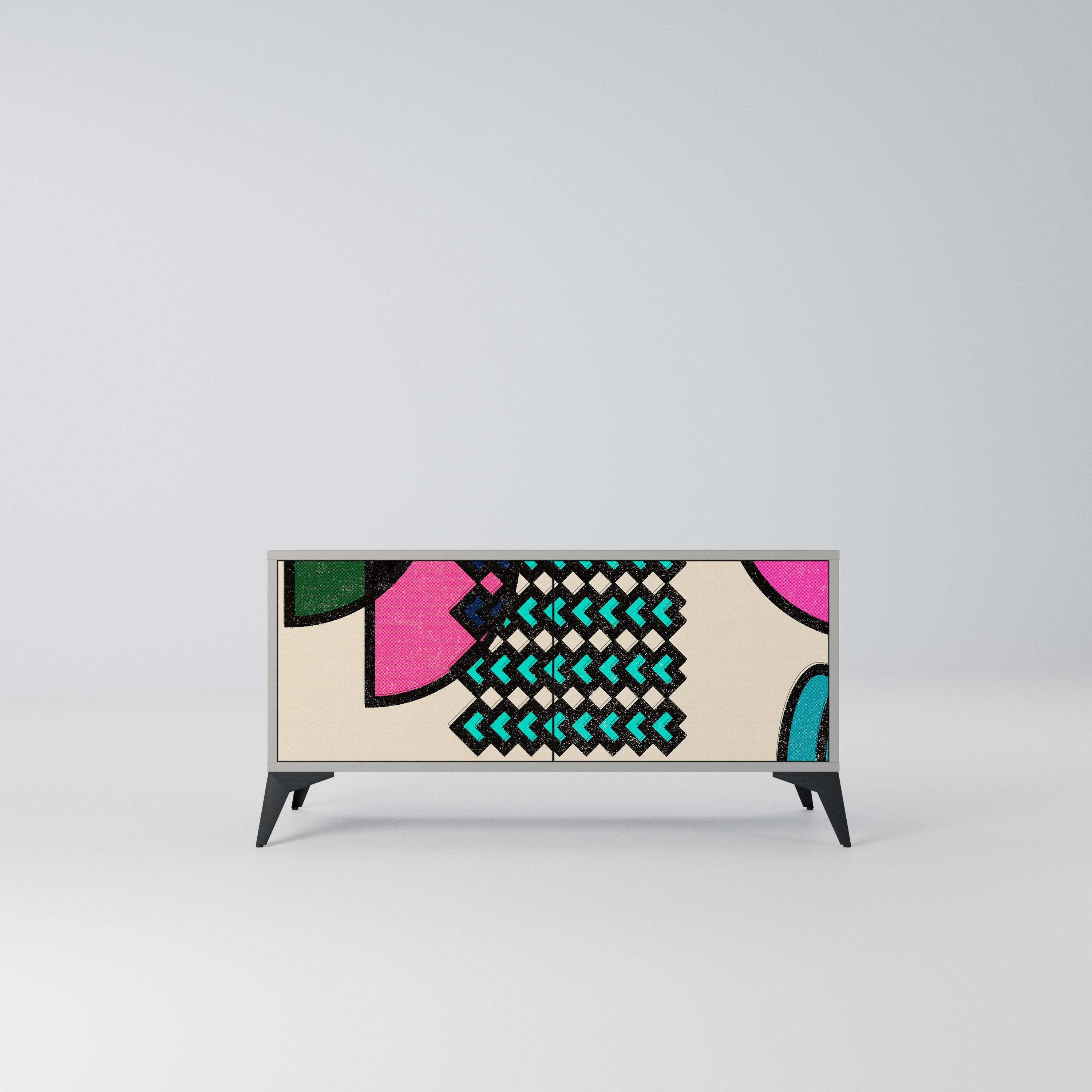 GEOMETRIC RHAPSODY Kompaktowa szafka RTV 2-drzwiowa