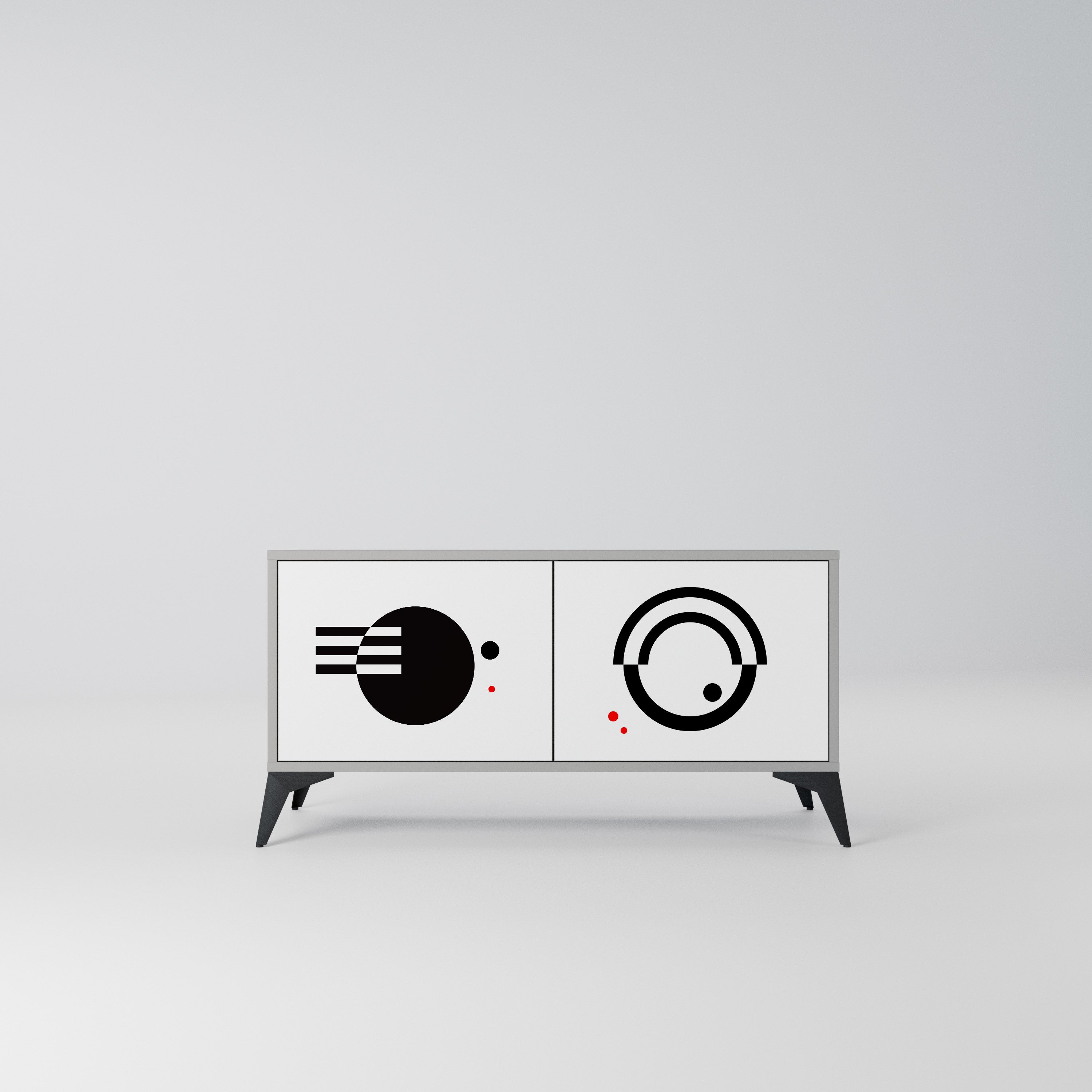 BLACK AND WHITE COMBINATION Kompaktowa szafka RTV 2-drzwiowa