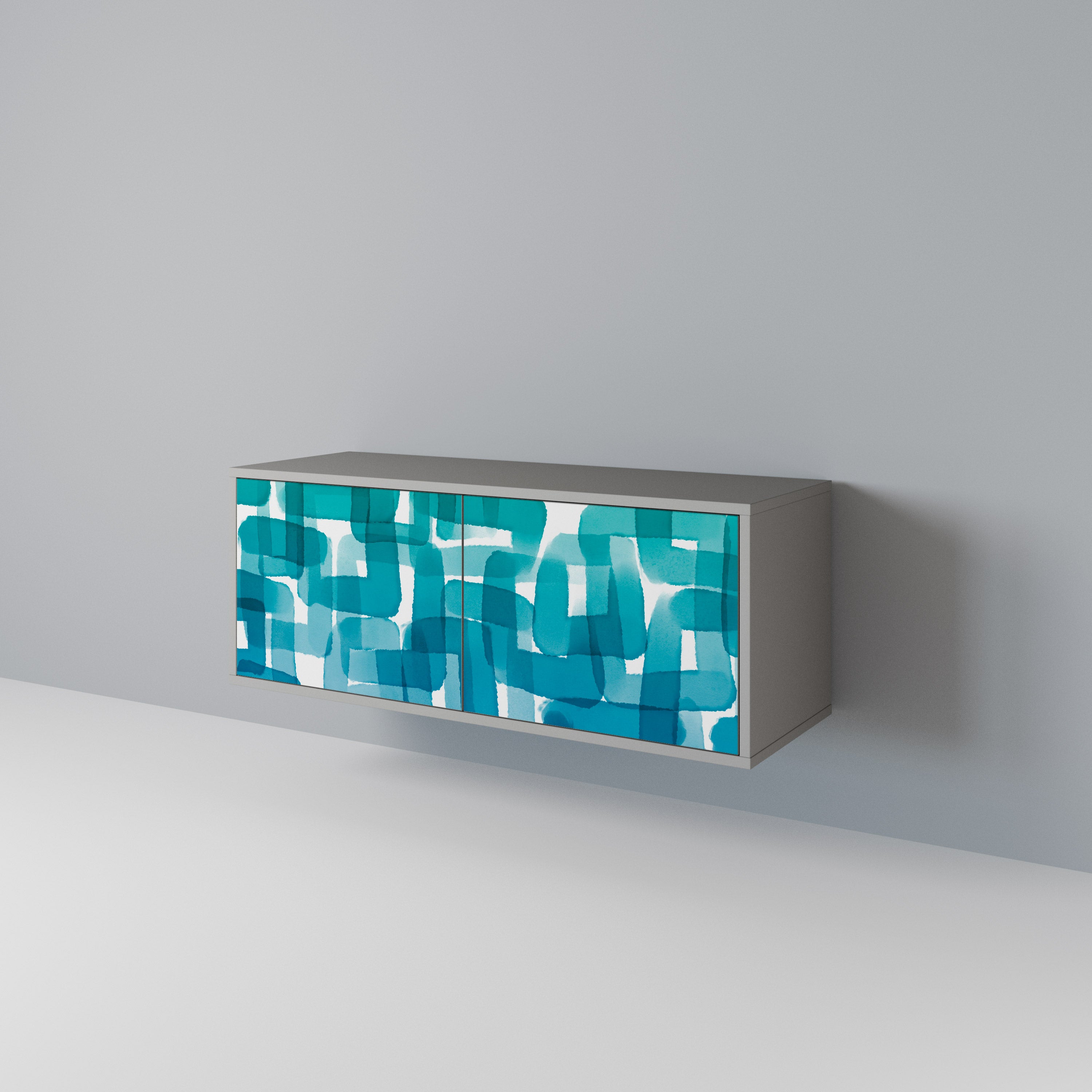 TURQUOISE RECTANGLES Kompaktowa szafka RTV 2-drzwiowa
