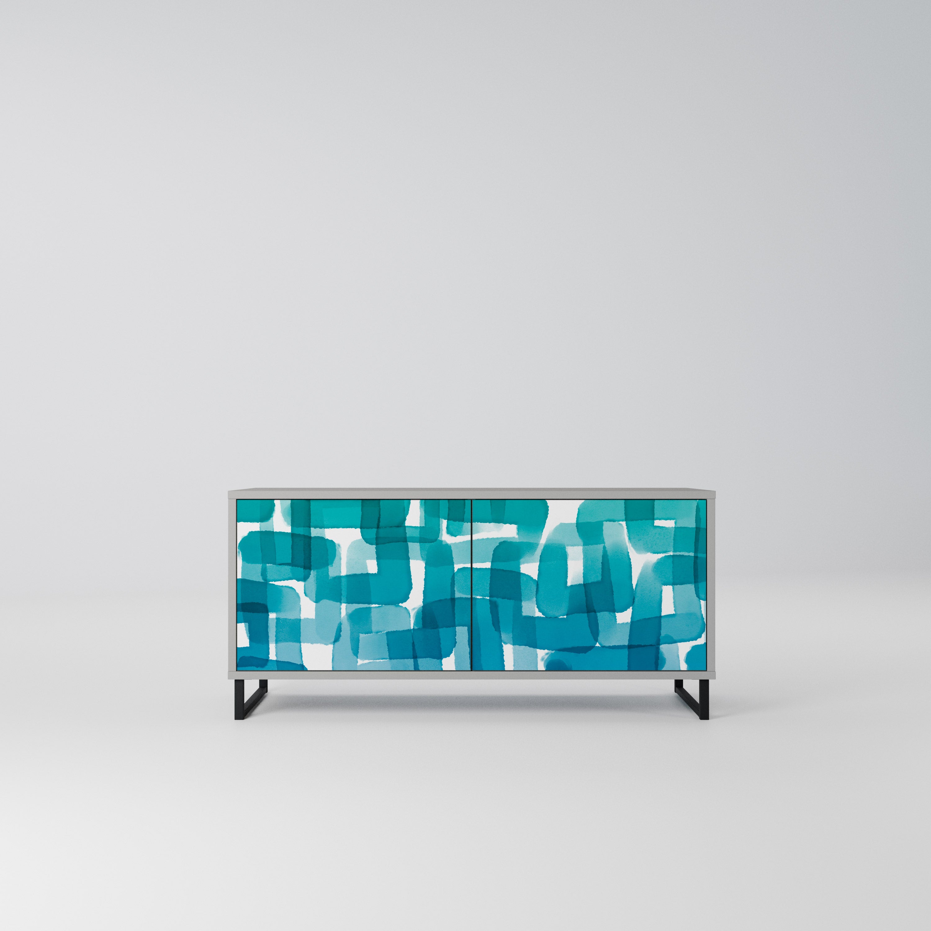 TURQUOISE RECTANGLES Kompaktowa szafka RTV 2-drzwiowa