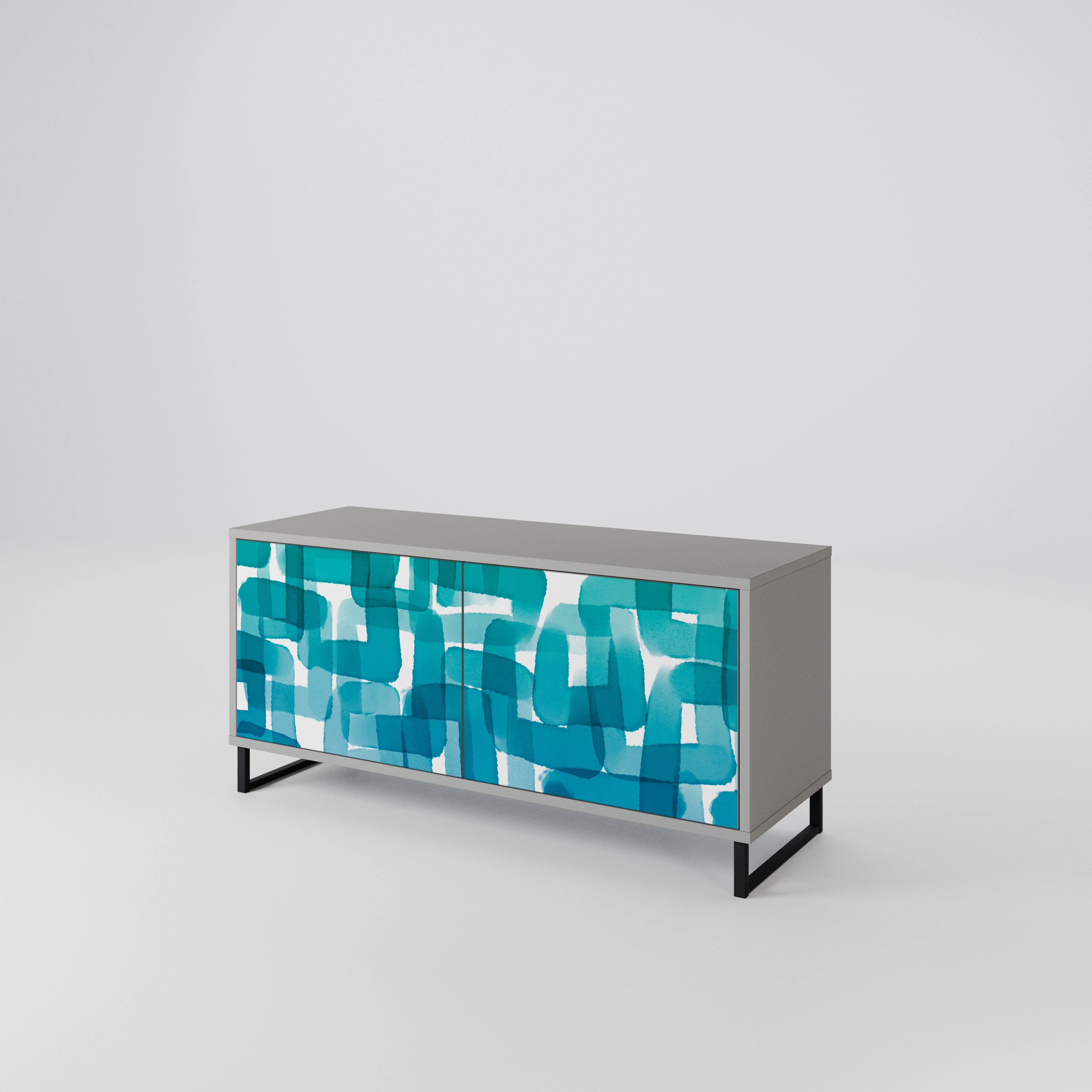 TURQUOISE RECTANGLES Kompaktowa szafka RTV 2-drzwiowa