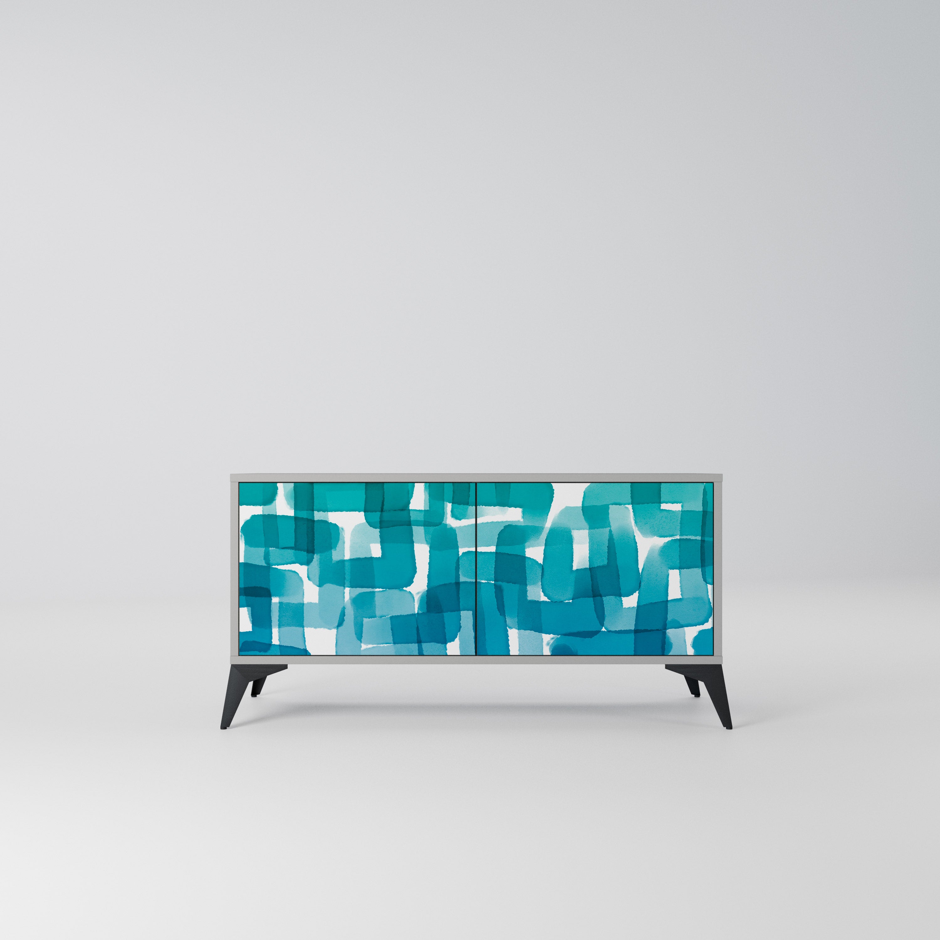 TURQUOISE RECTANGLES Kompaktowa szafka RTV 2-drzwiowa