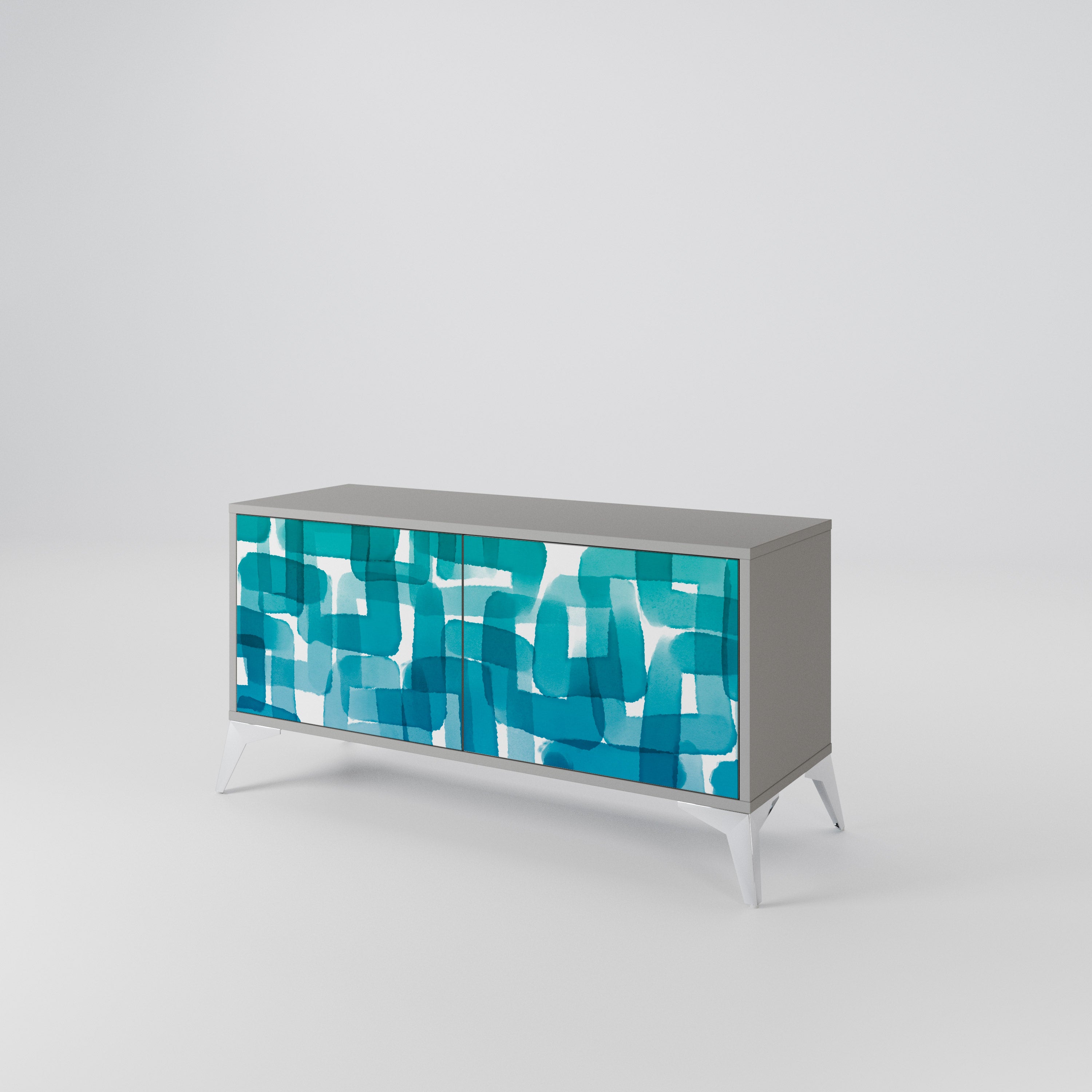 TURQUOISE RECTANGLES Kompaktowa szafka RTV 2-drzwiowa