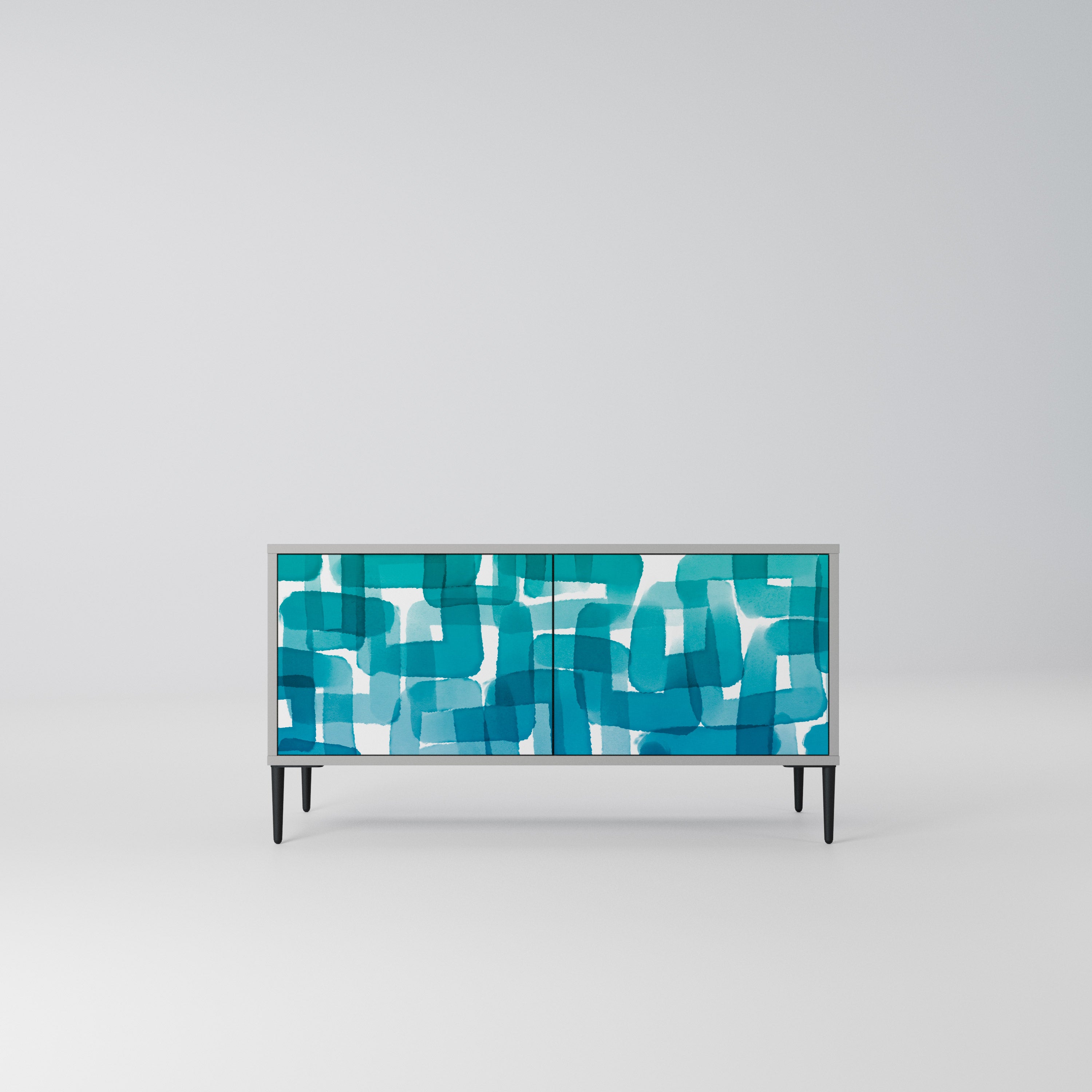 TURQUOISE RECTANGLES Kompaktowa szafka RTV 2-drzwiowa