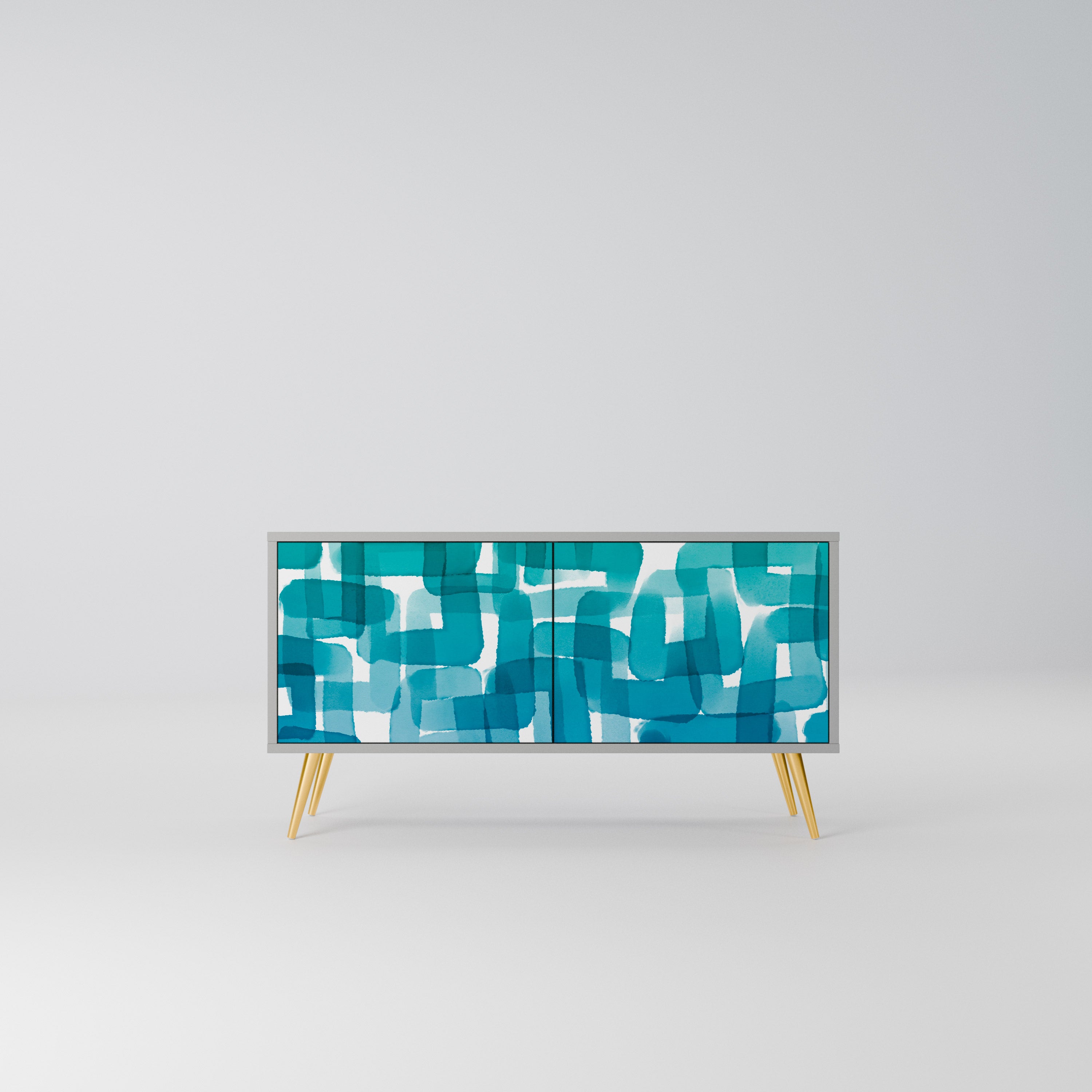 TURQUOISE RECTANGLES Kompaktowa szafka RTV 2-drzwiowa