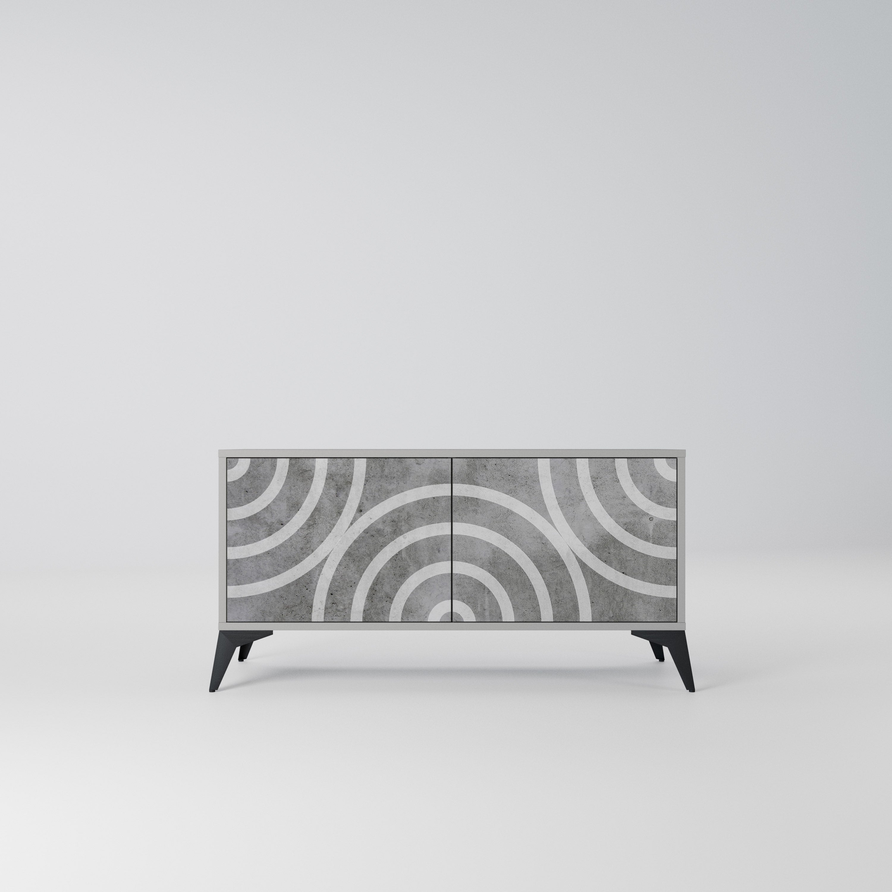 CIRCLE CONCRETE Kompaktowa szafka RTV 2-drzwiowa