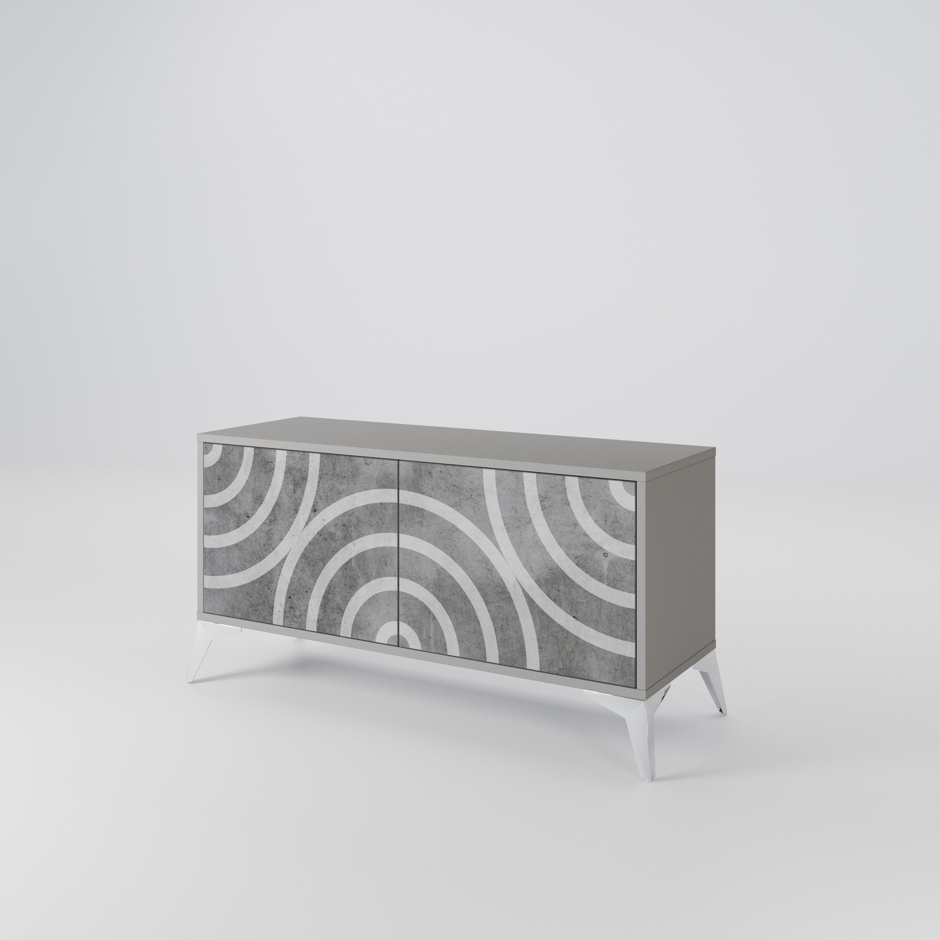 CIRCLE CONCRETE Kompaktowa szafka RTV 2-drzwiowa