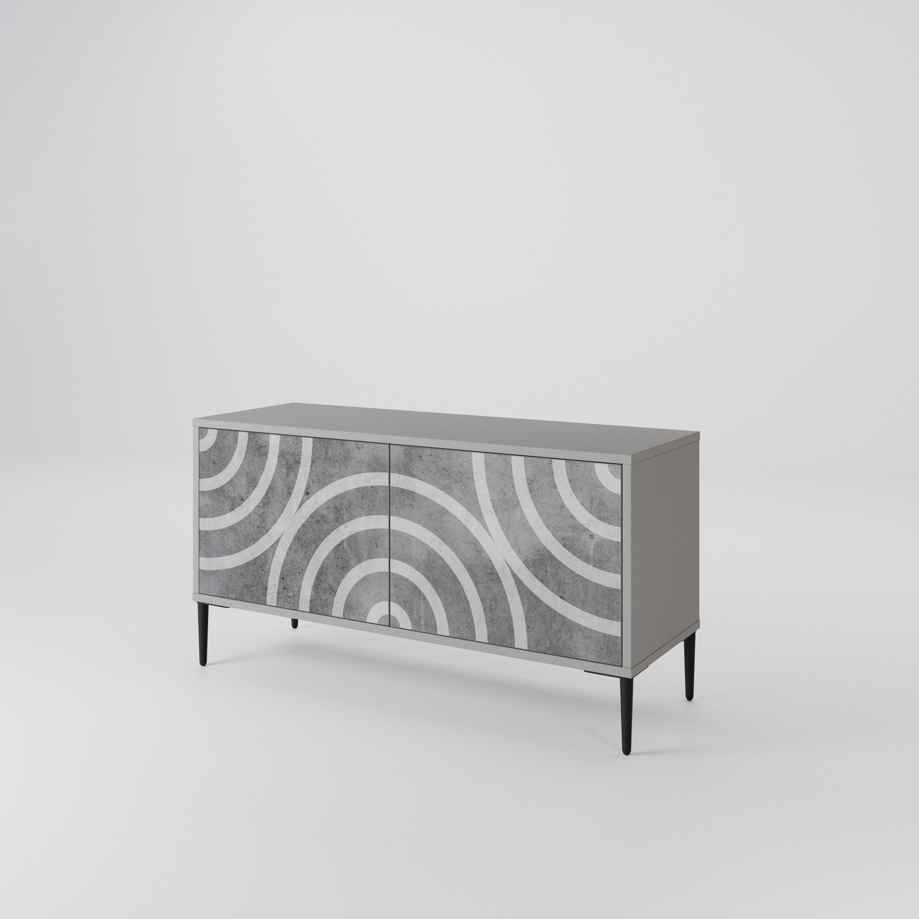 CIRCLE CONCRETE Kompaktowa szafka RTV 2-drzwiowa