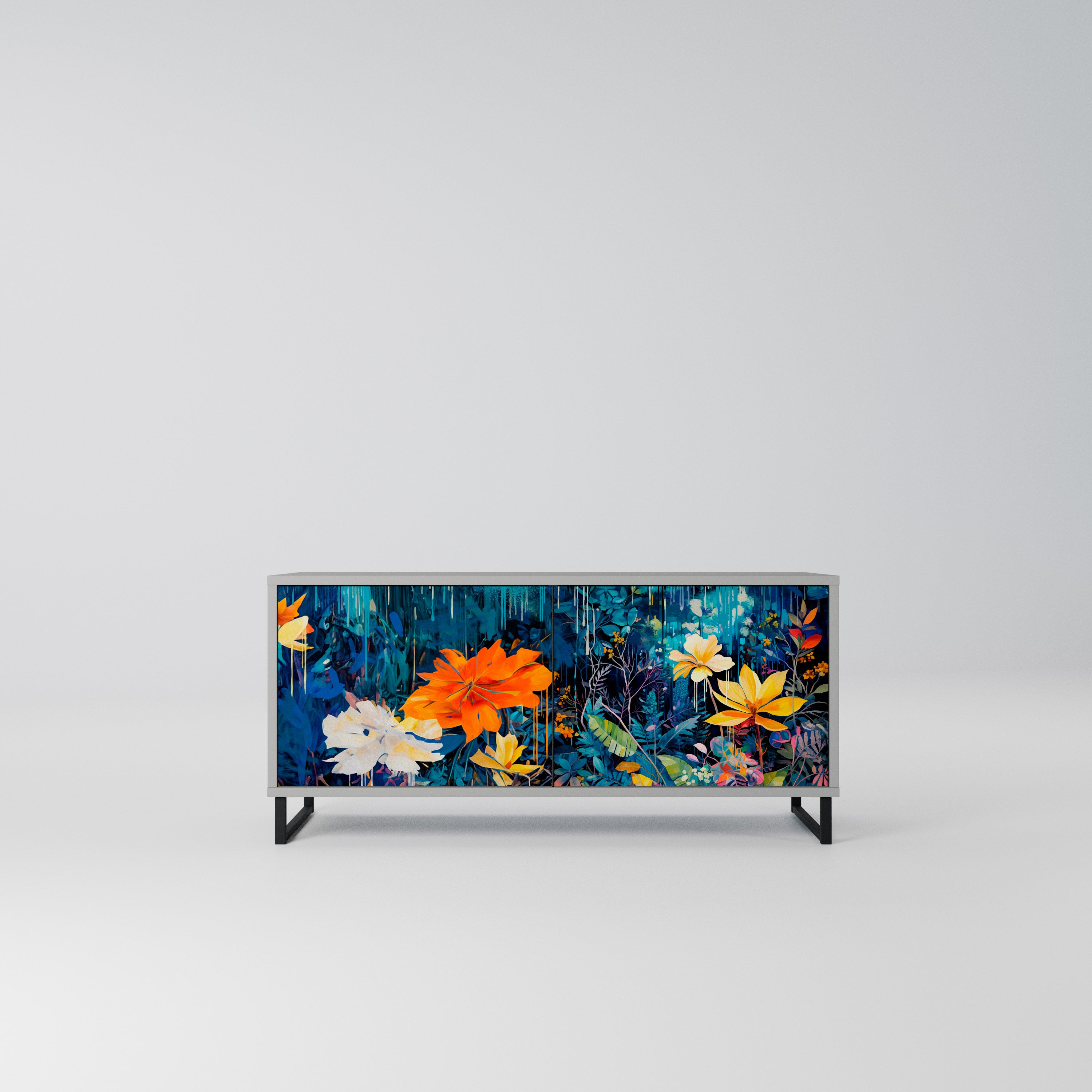 MIDNIGHT BLOSSOM Kompaktowa szafka RTV 2-drzwiowa
