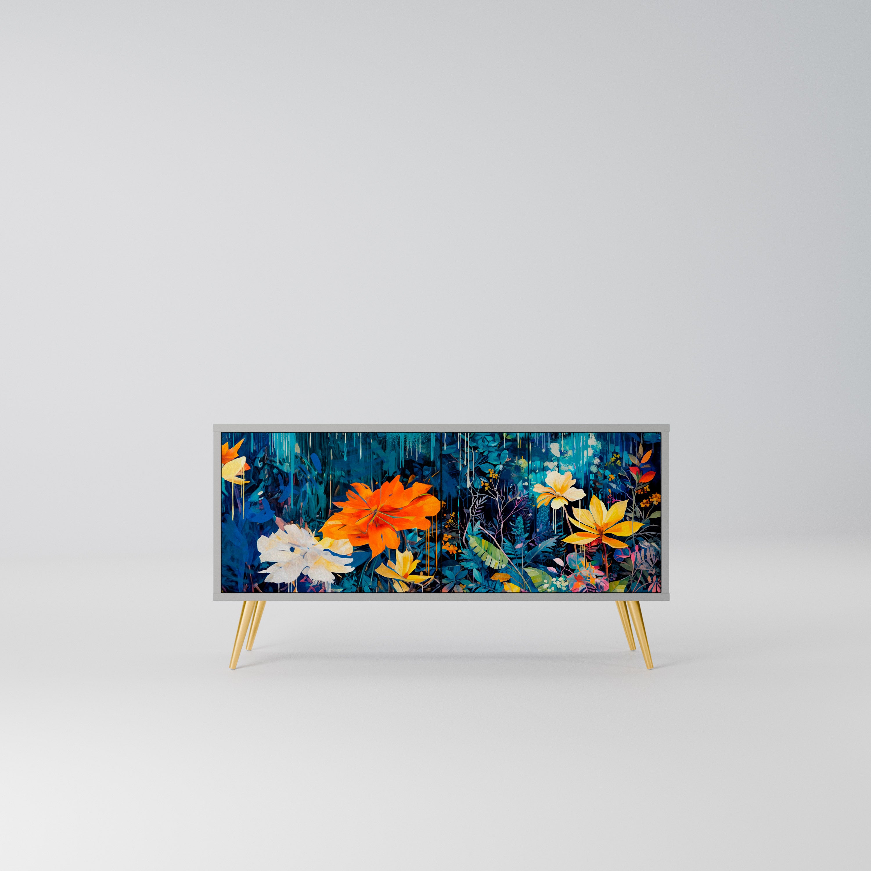 MIDNIGHT BLOSSOM Kompaktowa szafka RTV 2-drzwiowa