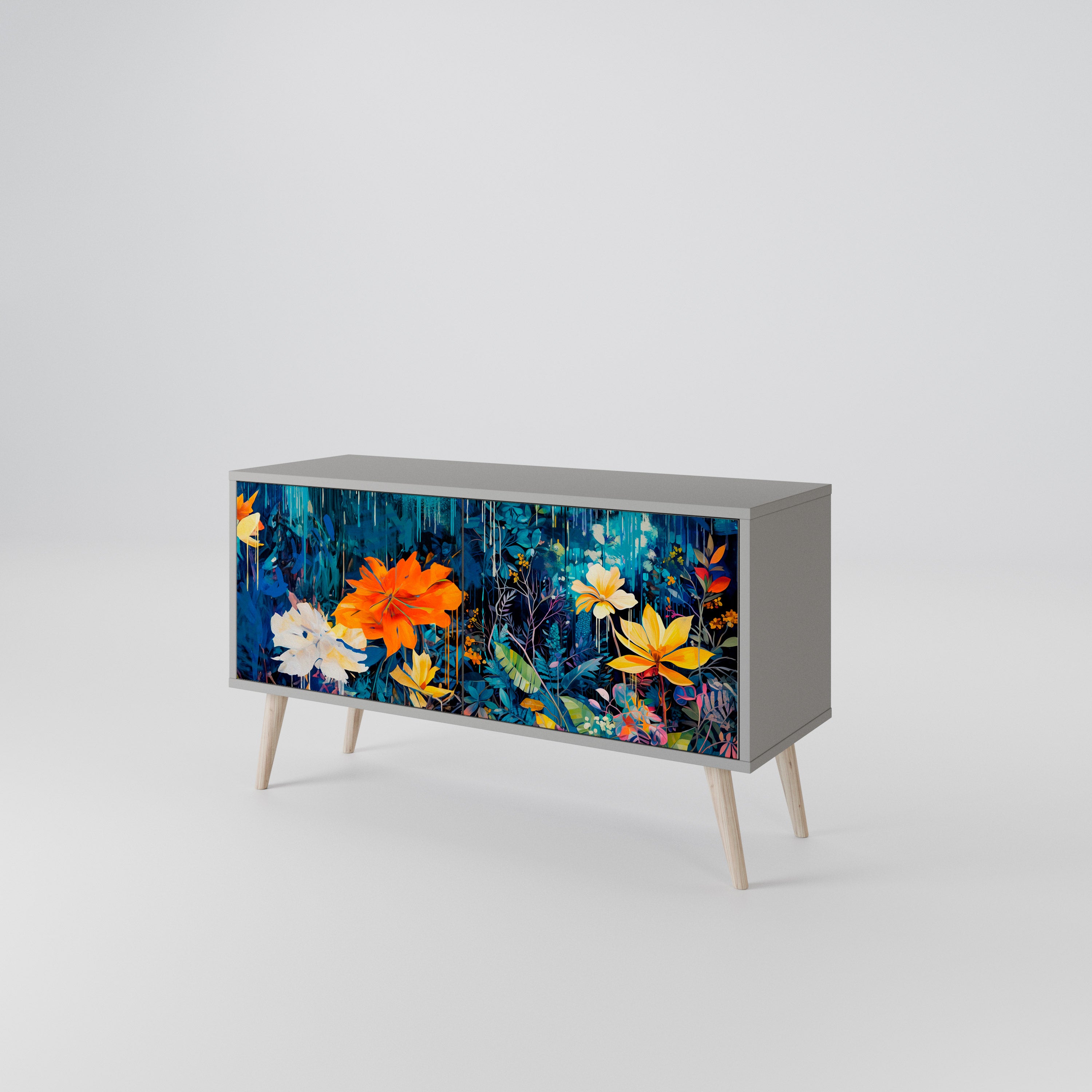 MIDNIGHT BLOSSOM Kompaktowa szafka RTV 2-drzwiowa