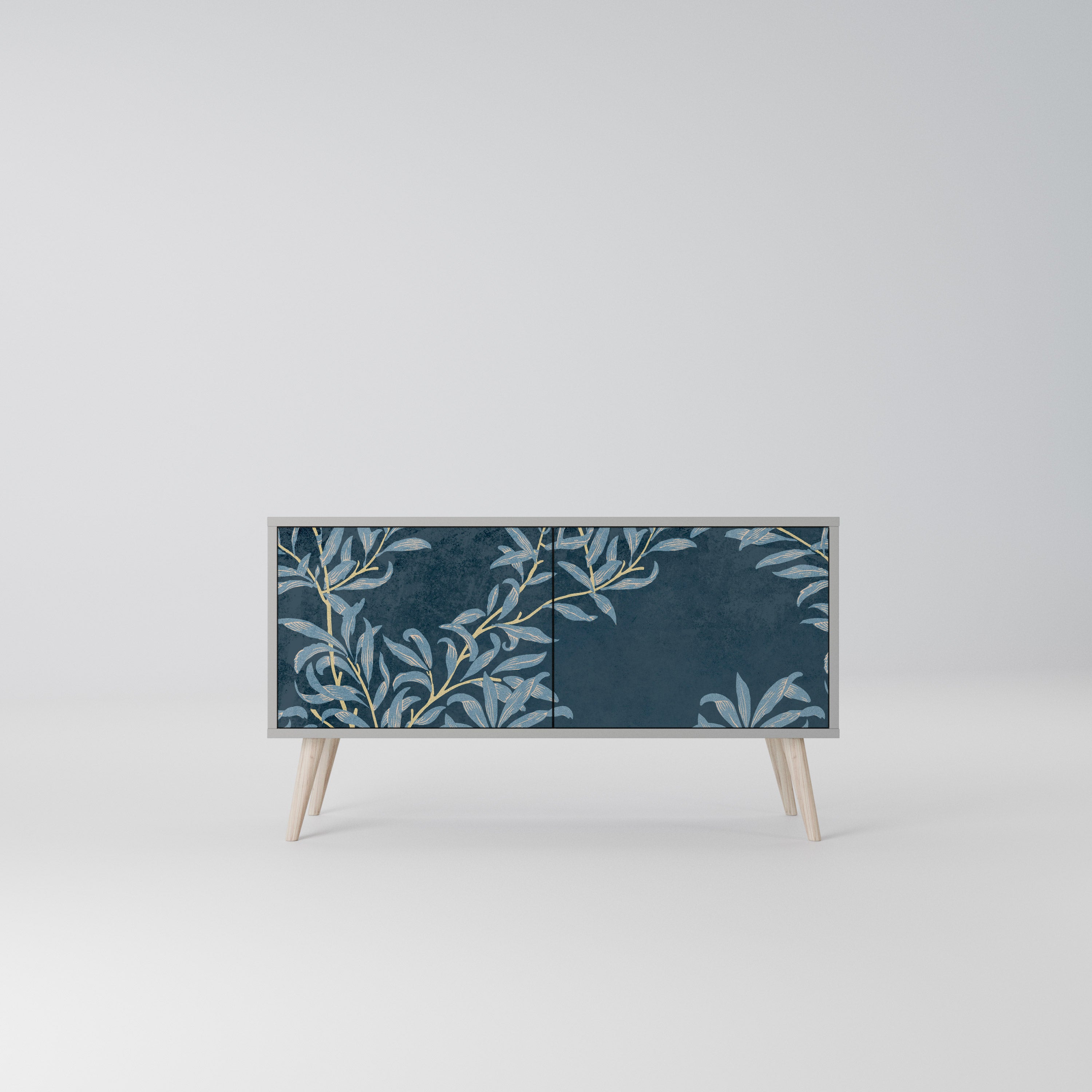 BLUE LEAVES Kompaktowa szafka RTV 2-drzwiowa