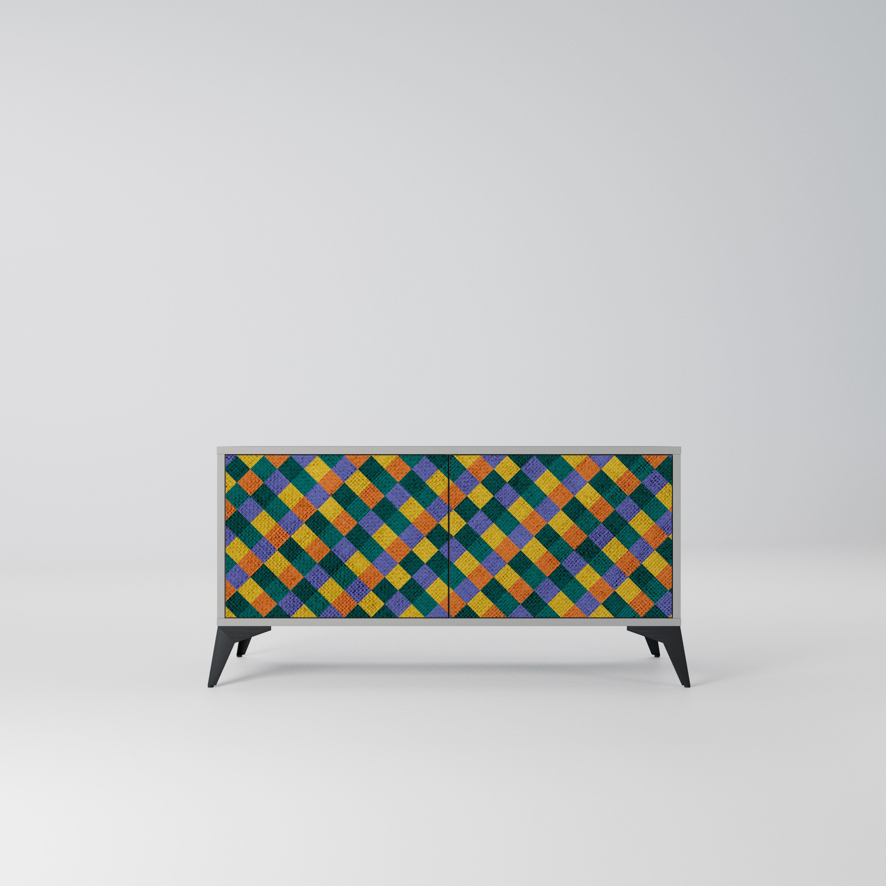 PAINTED SQUARES MIX Kompaktowa szafka RTV 2-drzwiowa