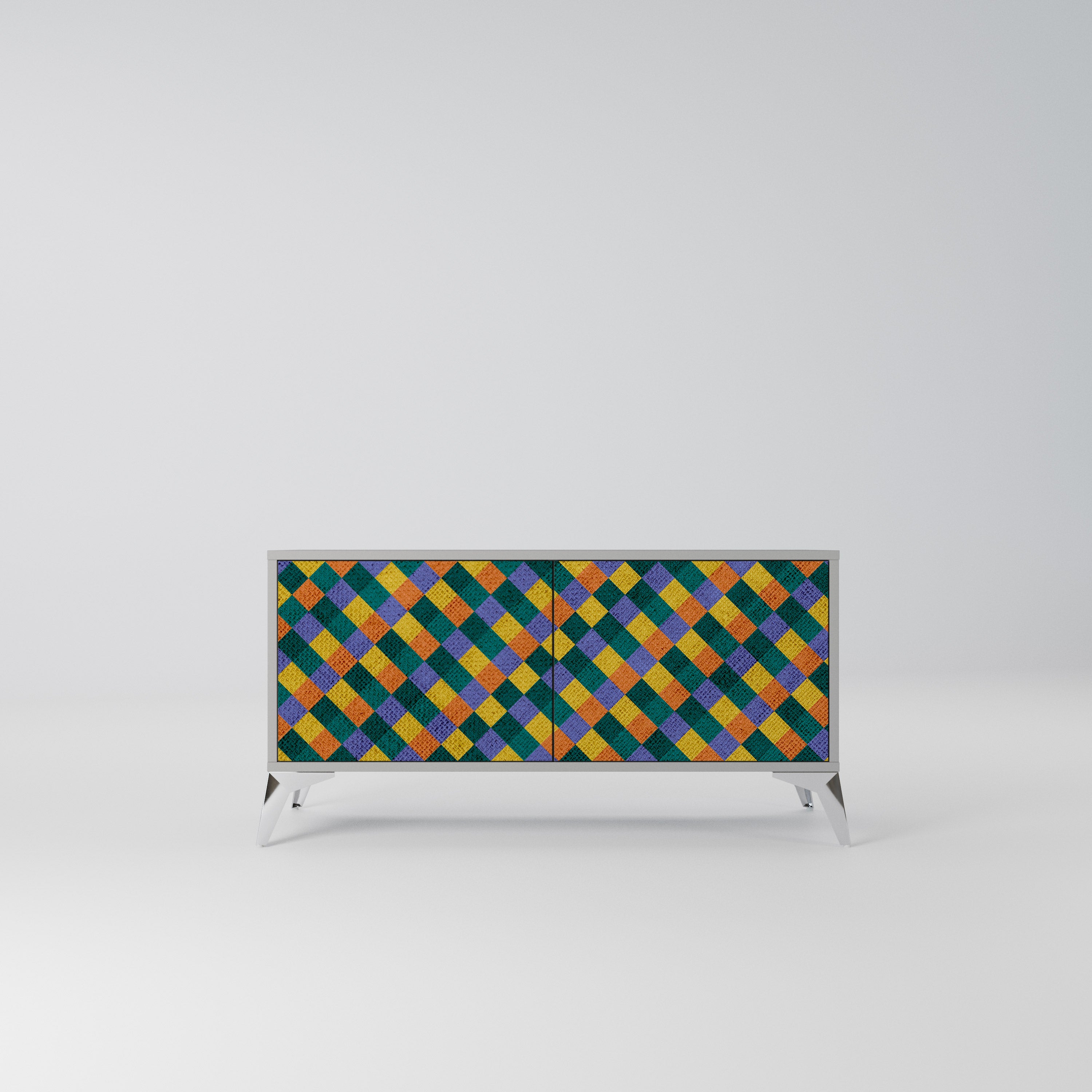 PAINTED SQUARES MIX Kompaktowa szafka RTV 2-drzwiowa