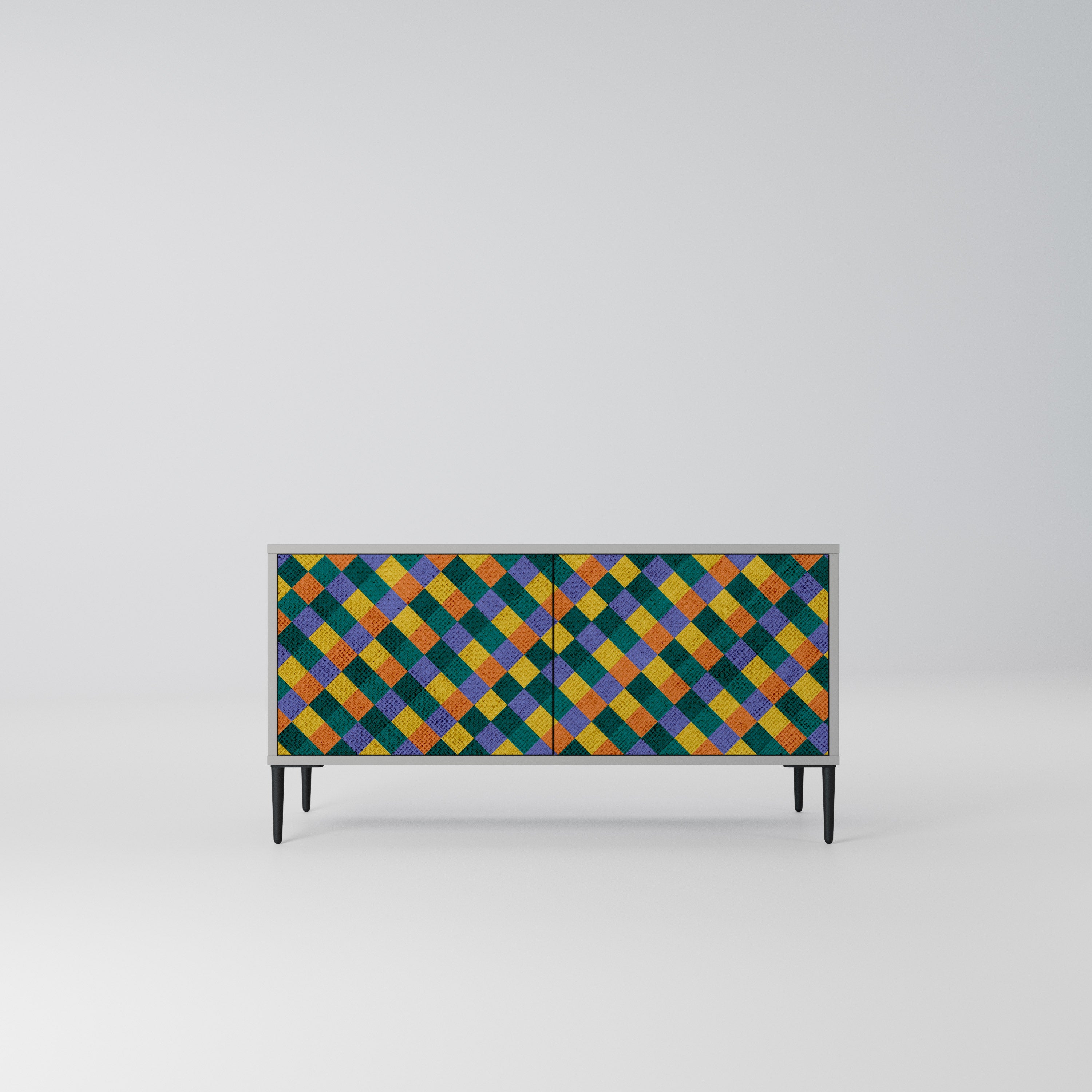 PAINTED SQUARES MIX Kompaktowa szafka RTV 2-drzwiowa