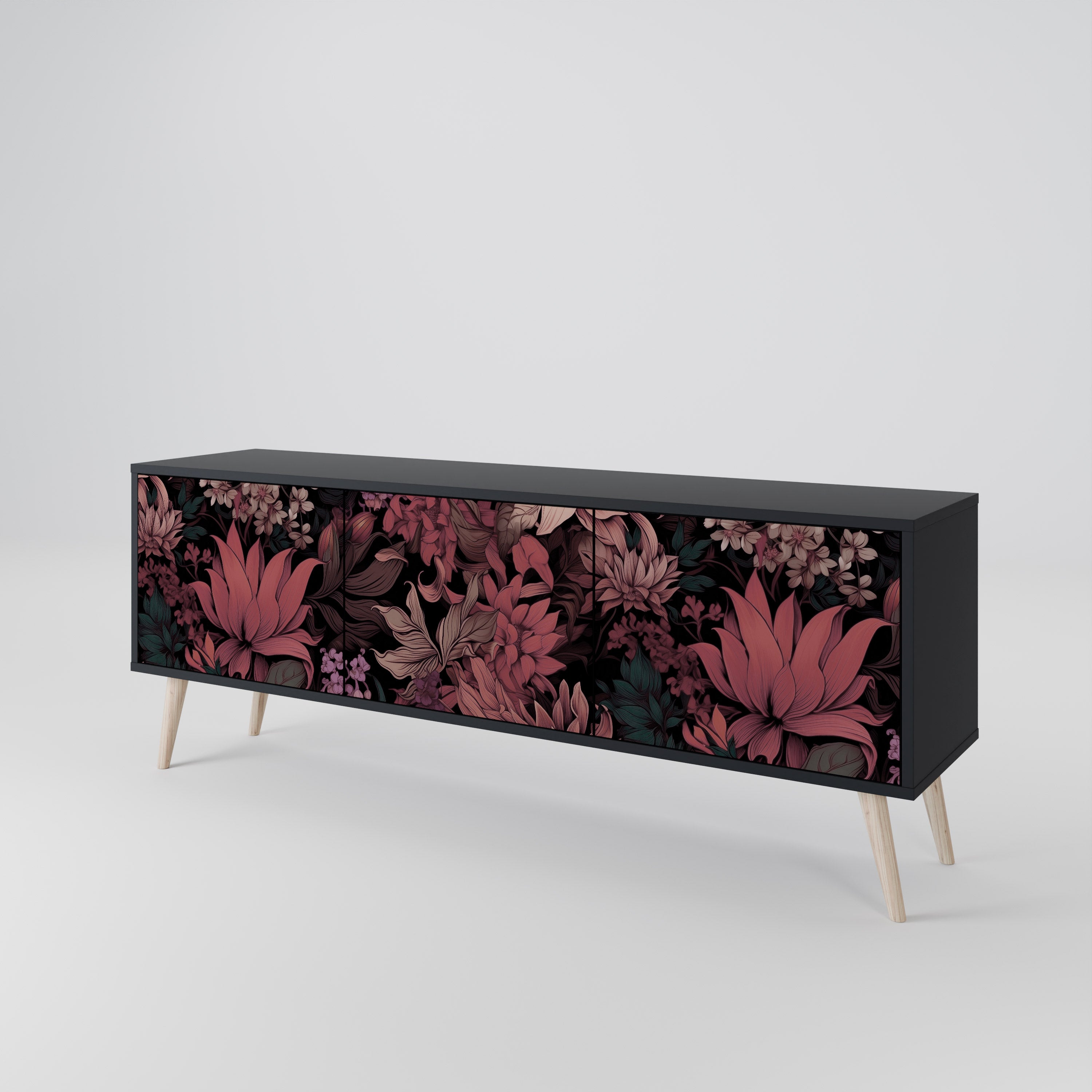 FLORAL WHISPER Szafka RTV 3-drzwiowa korpus Czarny