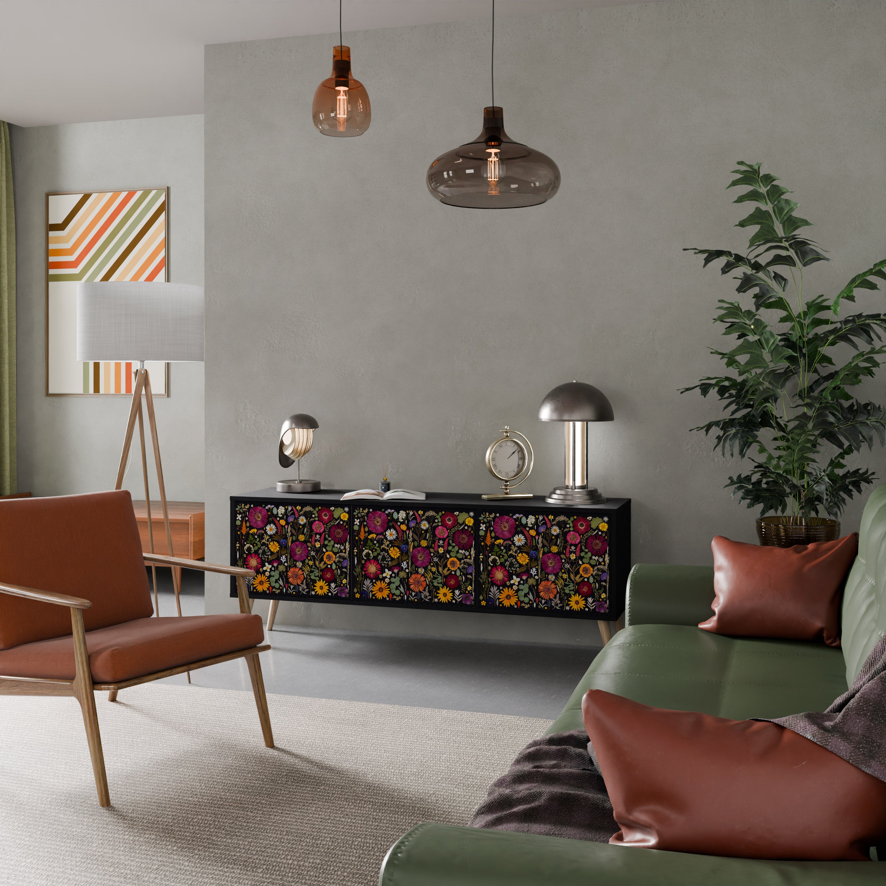 MIDNIGHT GARDEN Szafka RTV 3-drzwiowa korpus Czarny