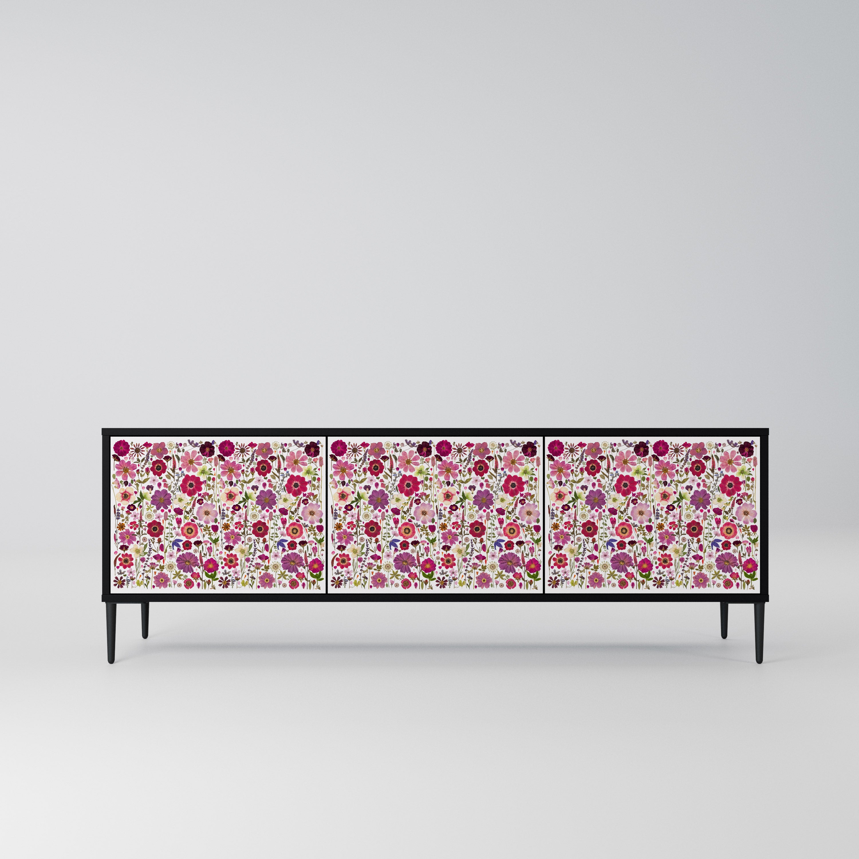 PETAL GARDEN Szafka RTV 3-drzwiowa korpus Czarny