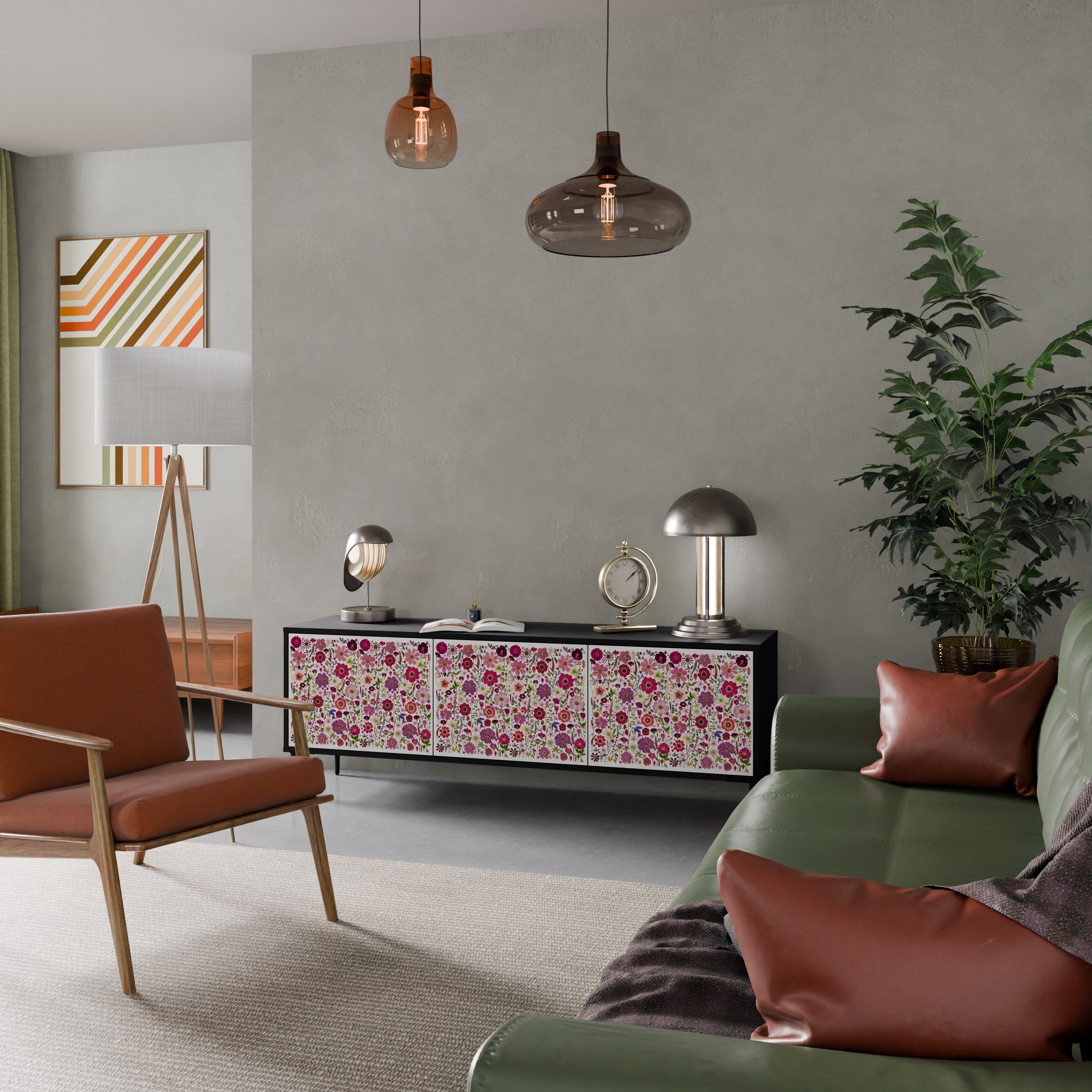 PETAL GARDEN Szafka RTV 3-drzwiowa korpus Czarny