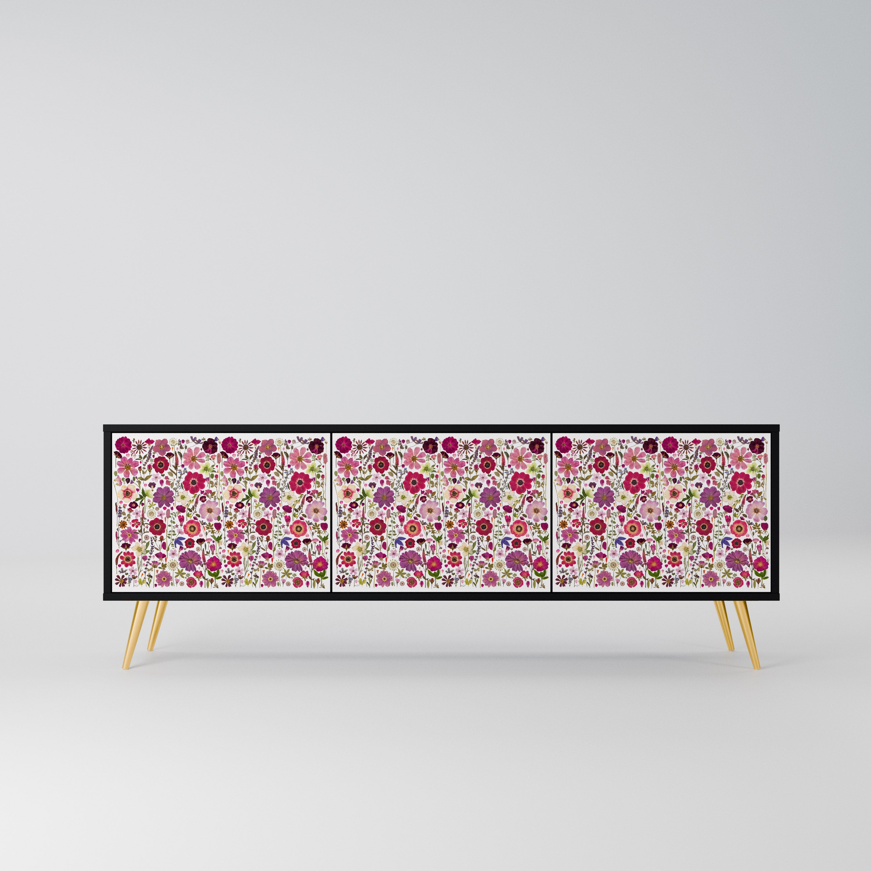 PETAL GARDEN Szafka RTV 3-drzwiowa korpus Czarny