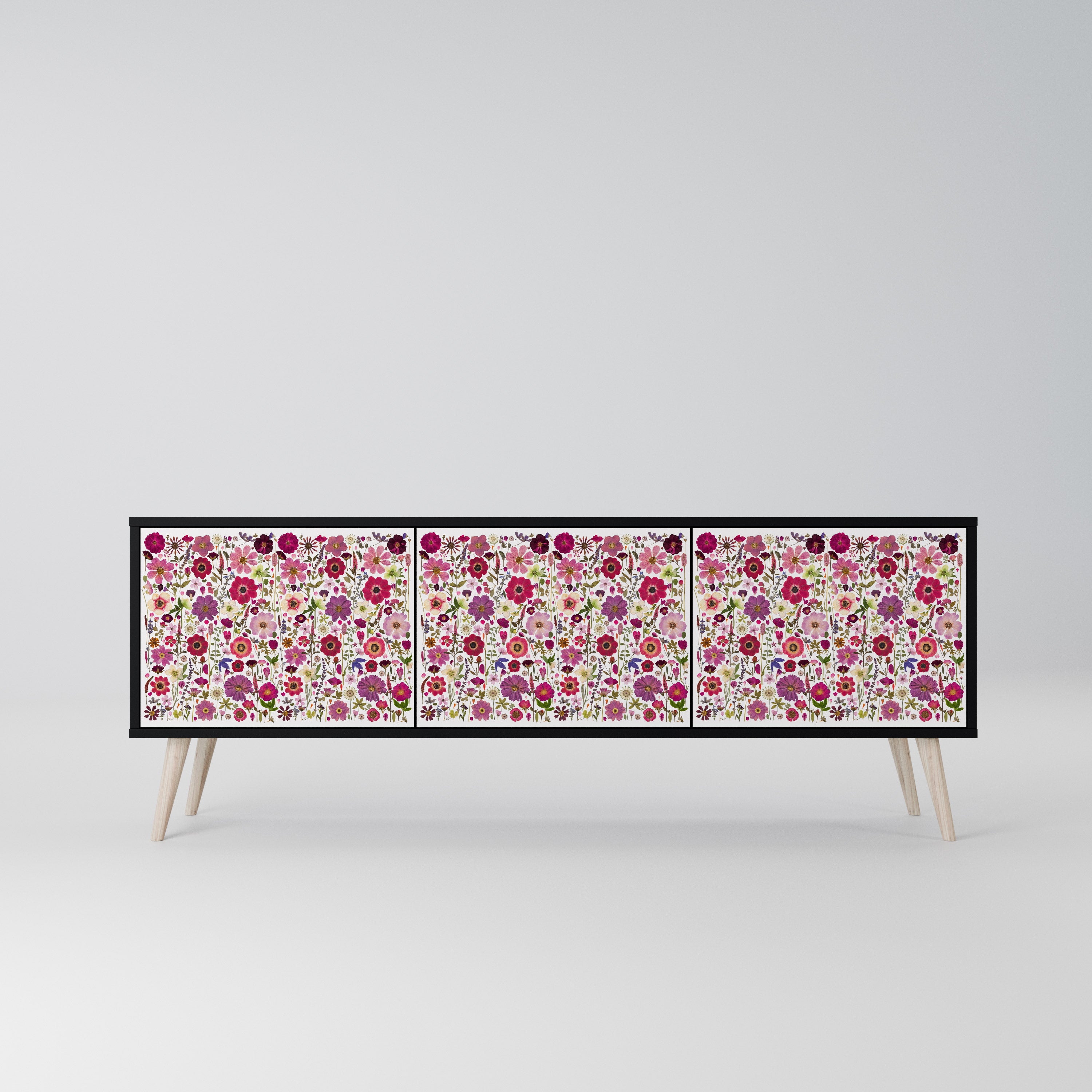 PETAL GARDEN Szafka RTV 3-drzwiowa korpus Czarny