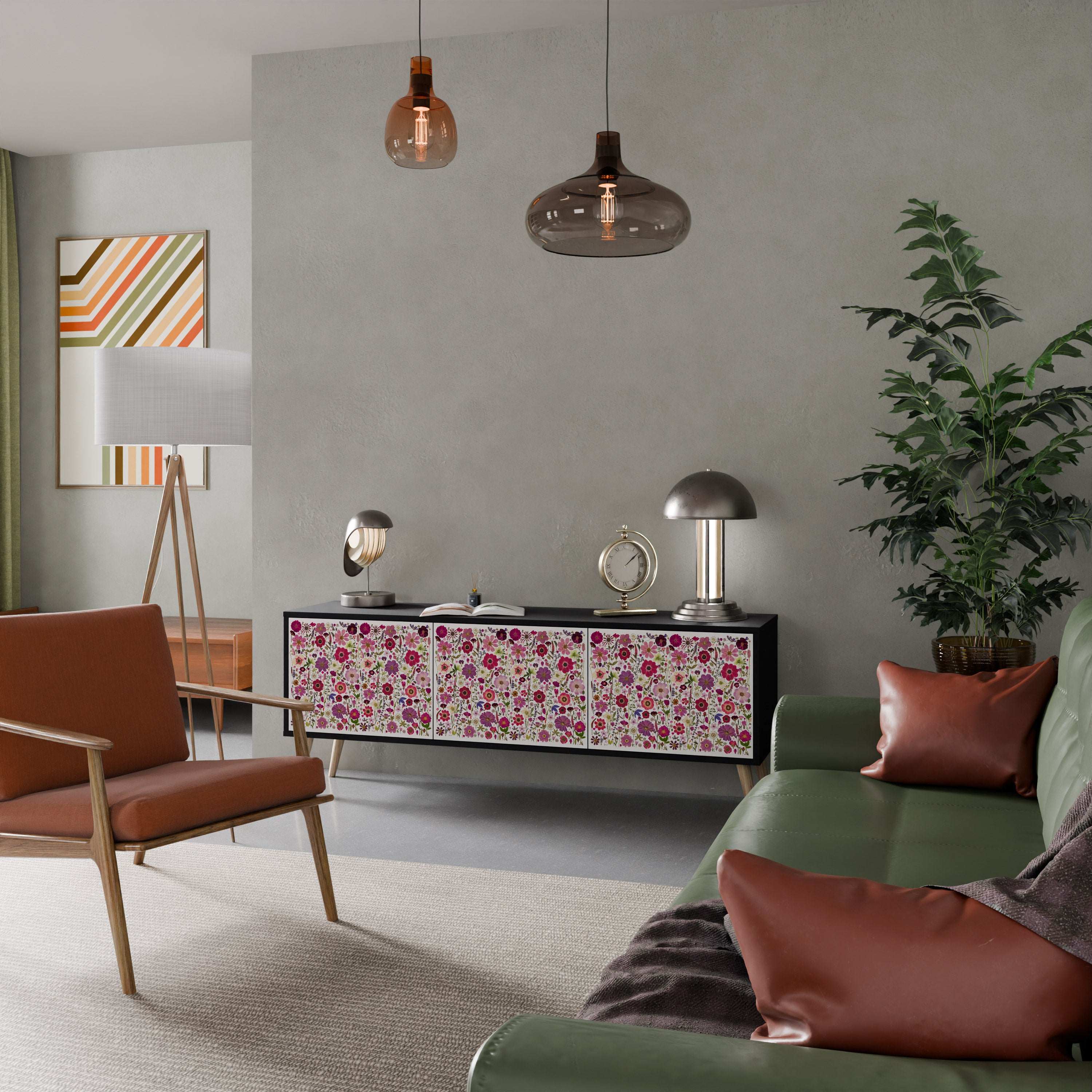 PETAL GARDEN Szafka RTV 3-drzwiowa korpus Czarny