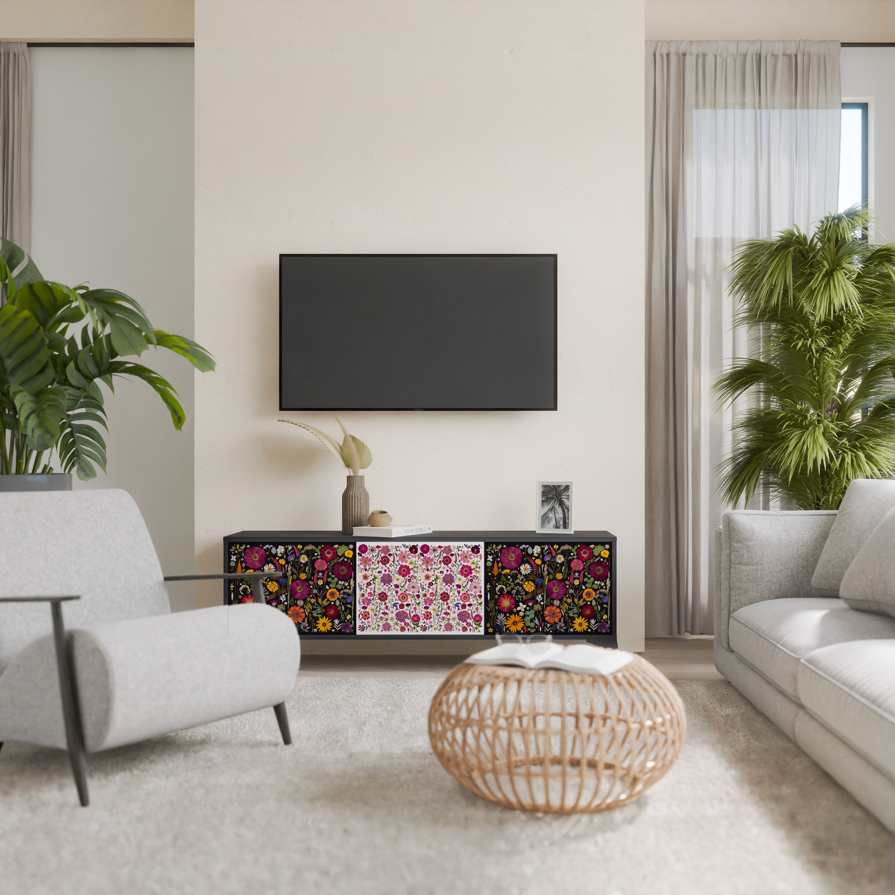 DAYNITE GARDEN Szafka RTV 3-drzwiowa korpus Czarny