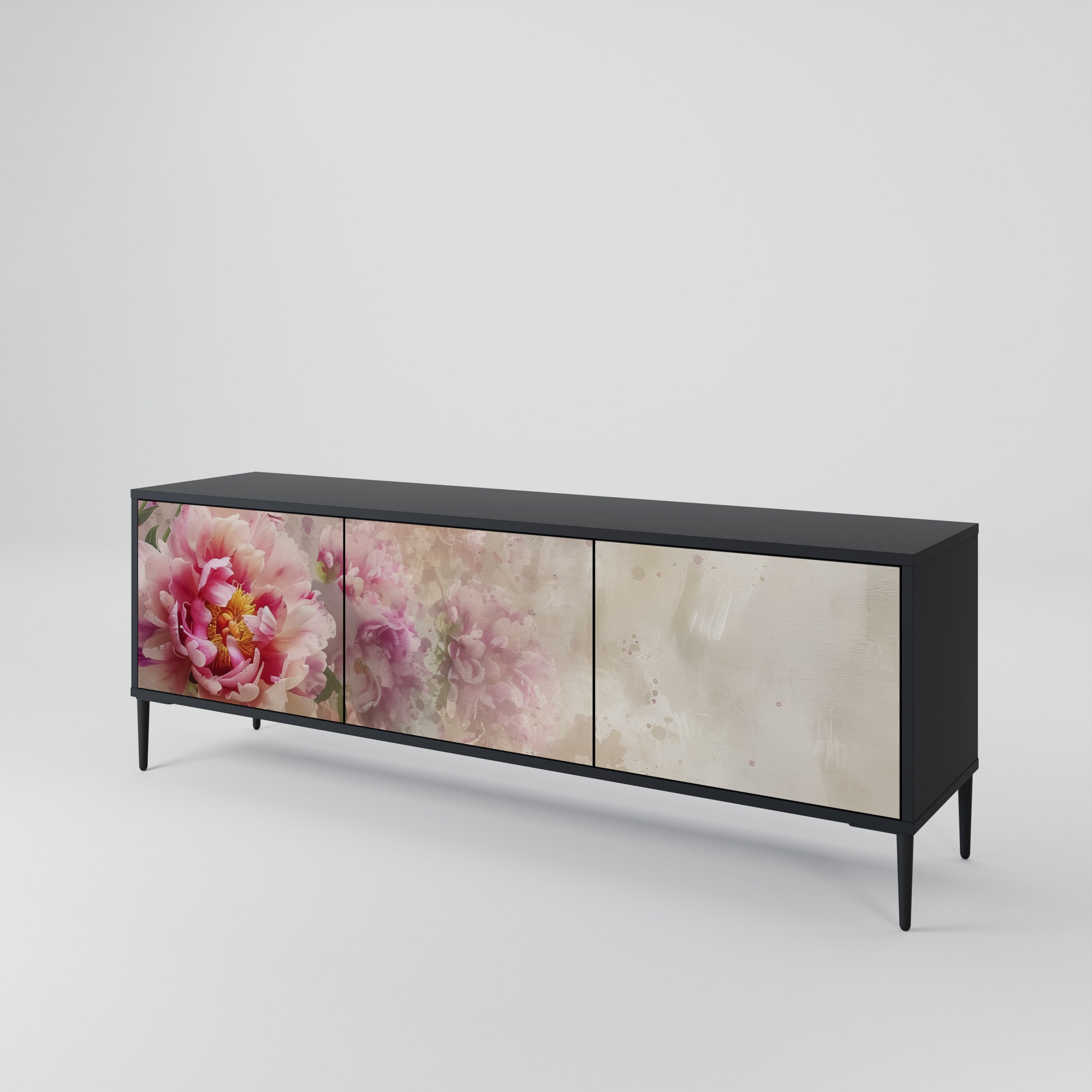 PEONY WHISPER Szafka RTV 3-drzwiowa korpus Czarny