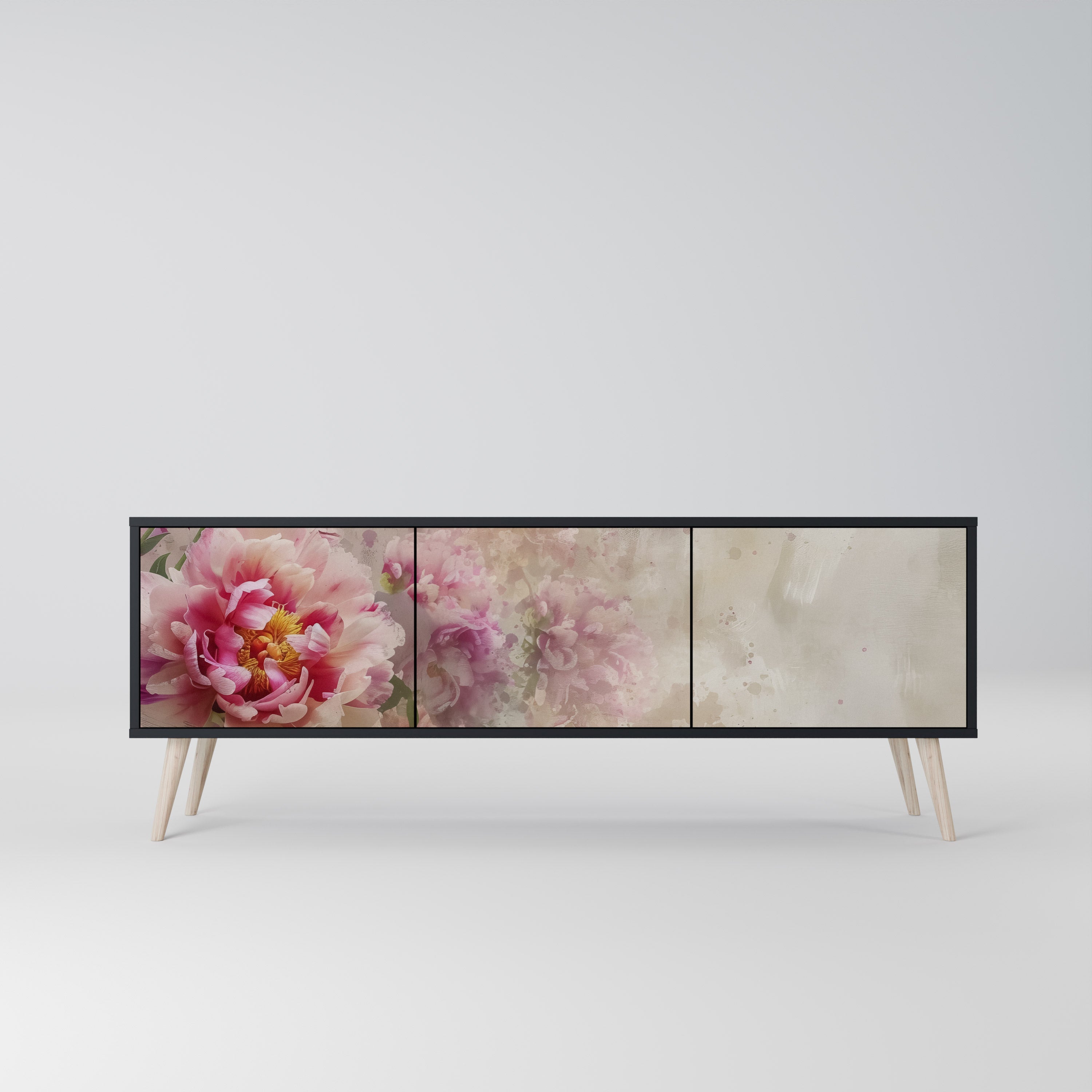 PEONY WHISPER Szafka RTV 3-drzwiowa korpus Czarny