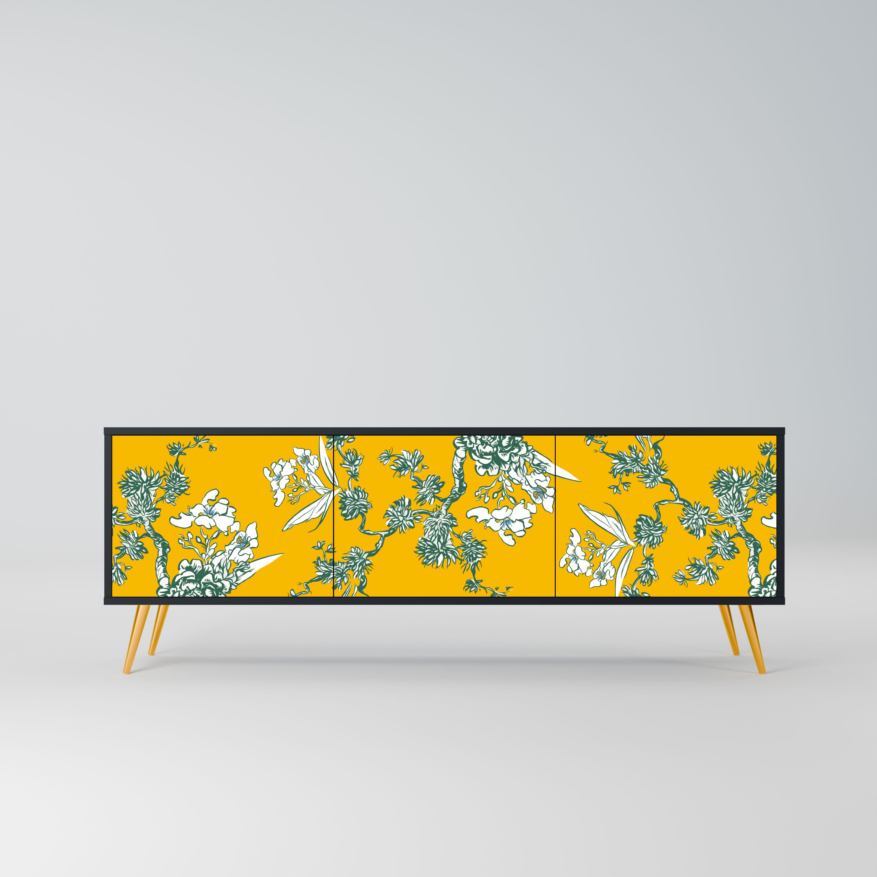 YELLOW CHINOISERIE Szafka RTV 3-drzwiowa korpus Czarny