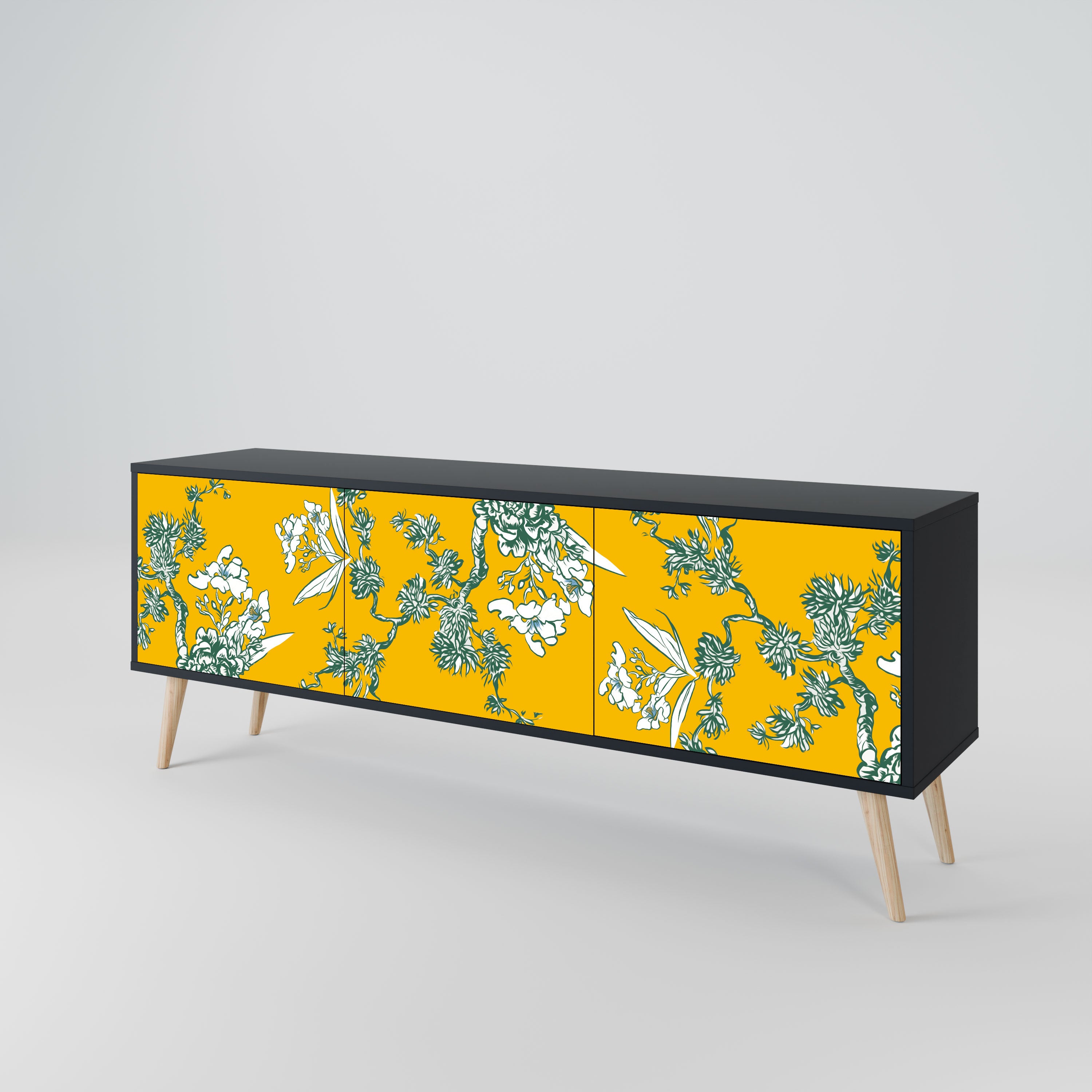 YELLOW CHINOISERIE Szafka RTV 3-drzwiowa korpus Czarny