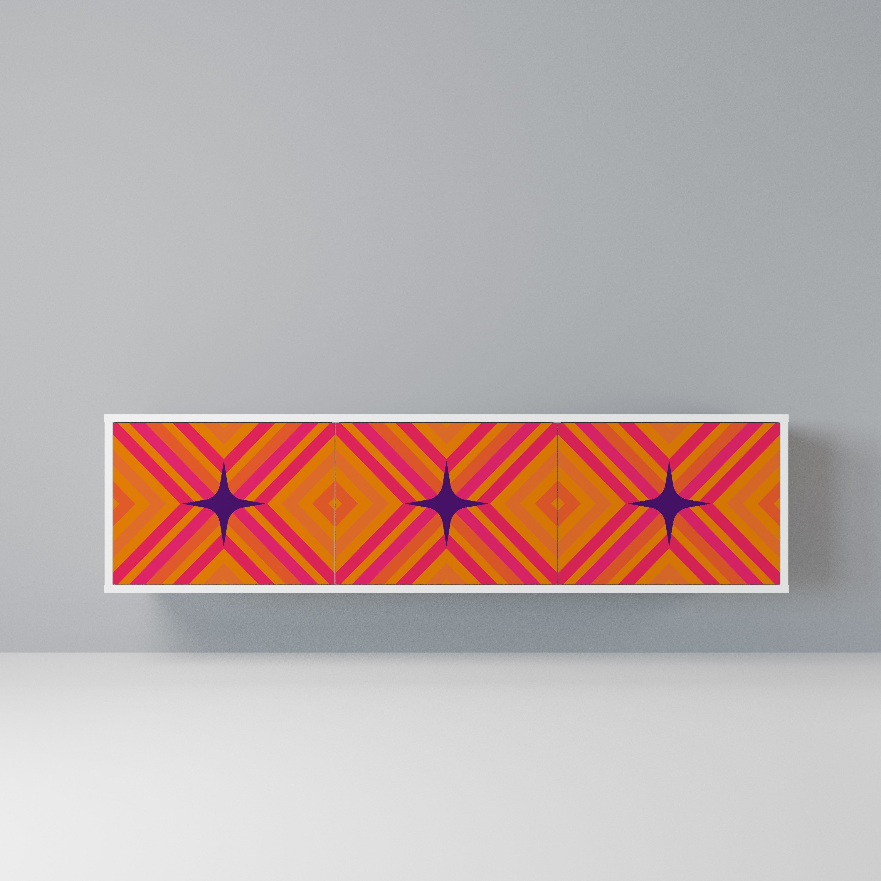 GEOMETRIC BRILLIANCE Szafka RTV 3-drzwiowa korpus Biały