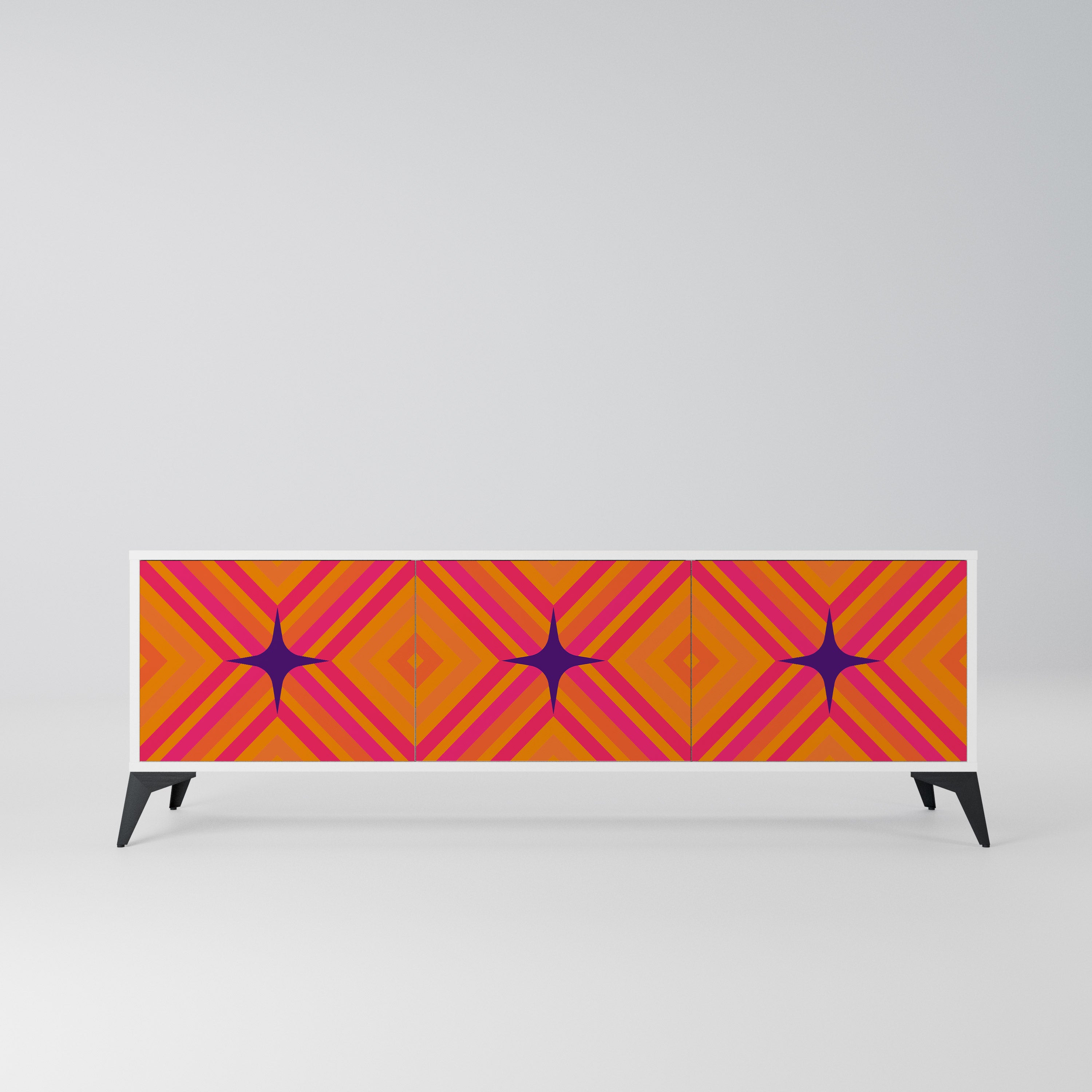 GEOMETRIC BRILLIANCE Szafka RTV 3-drzwiowa korpus Biały