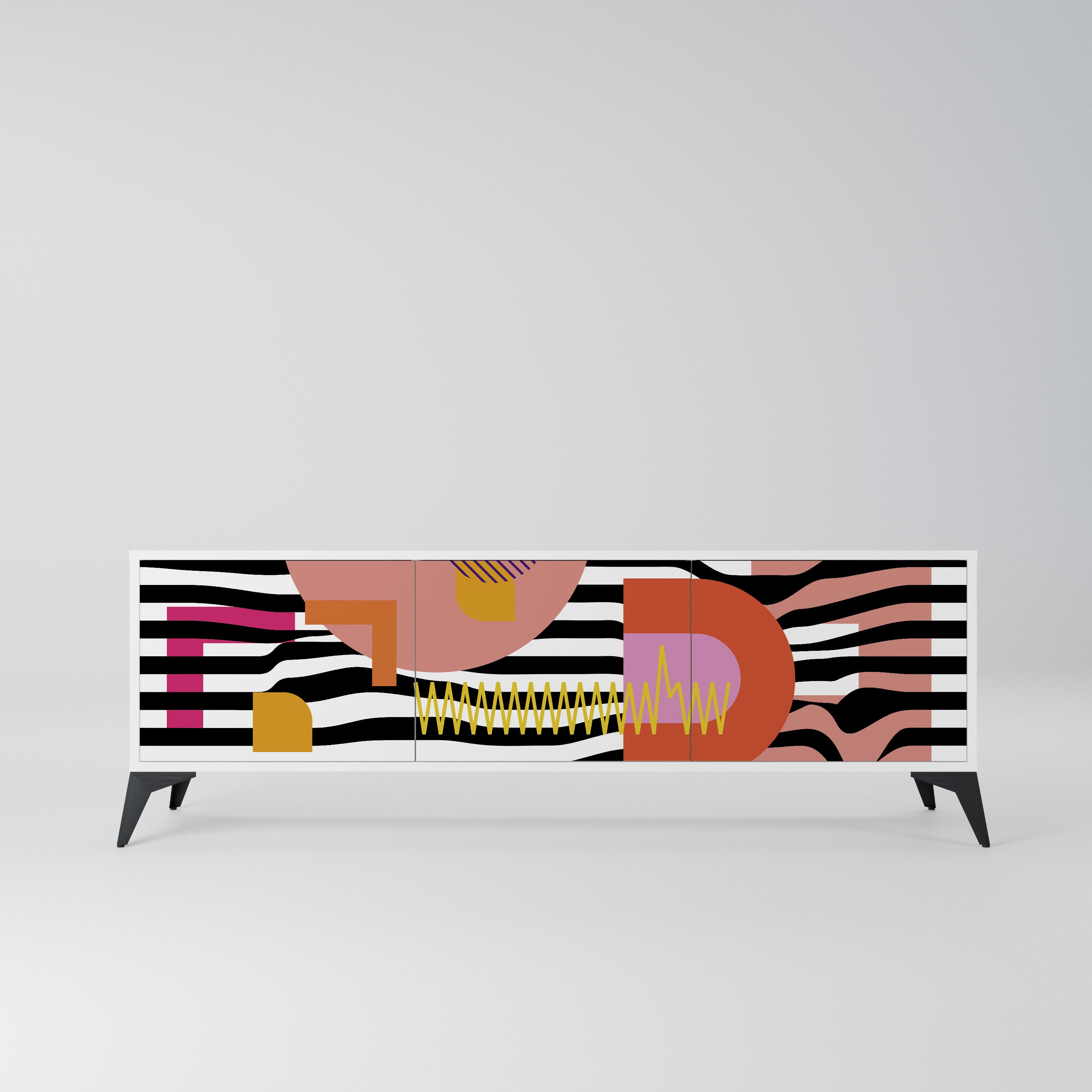 CHROMATIC ABSTRACT Szafka RTV 3-drzwiowa korpus Biały
