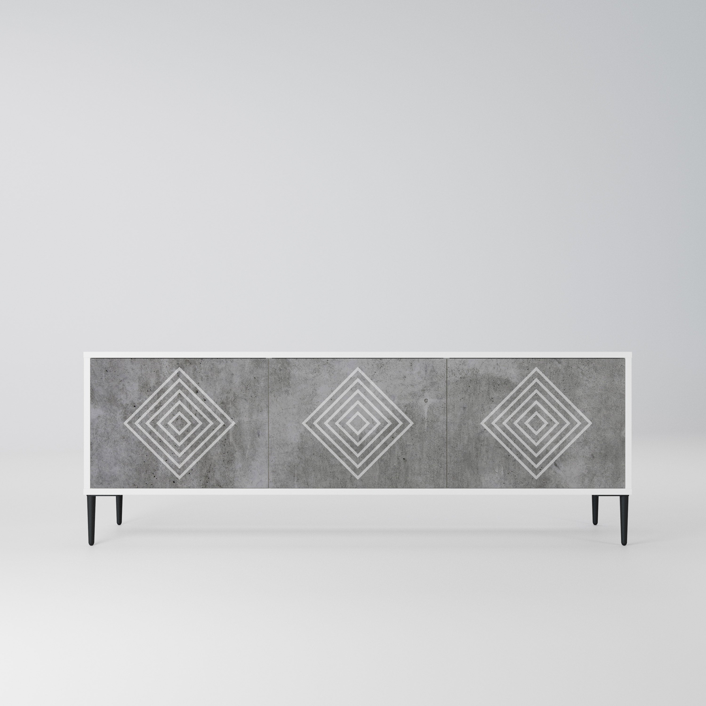POLYGONAL ARTISTRY Szafka RTV 3-drzwiowa korpus Biały