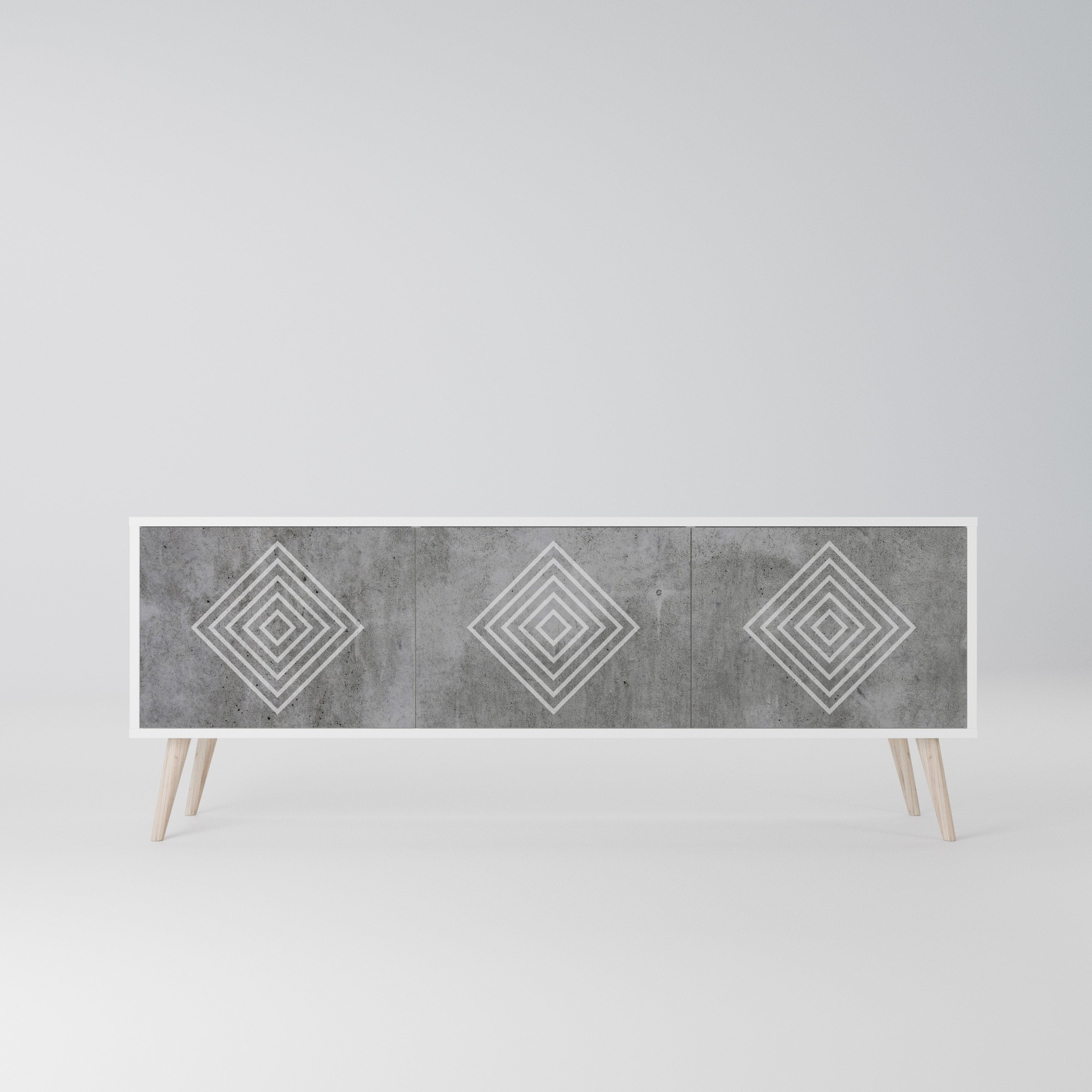 POLYGONAL ARTISTRY Szafka RTV 3-drzwiowa korpus Biały