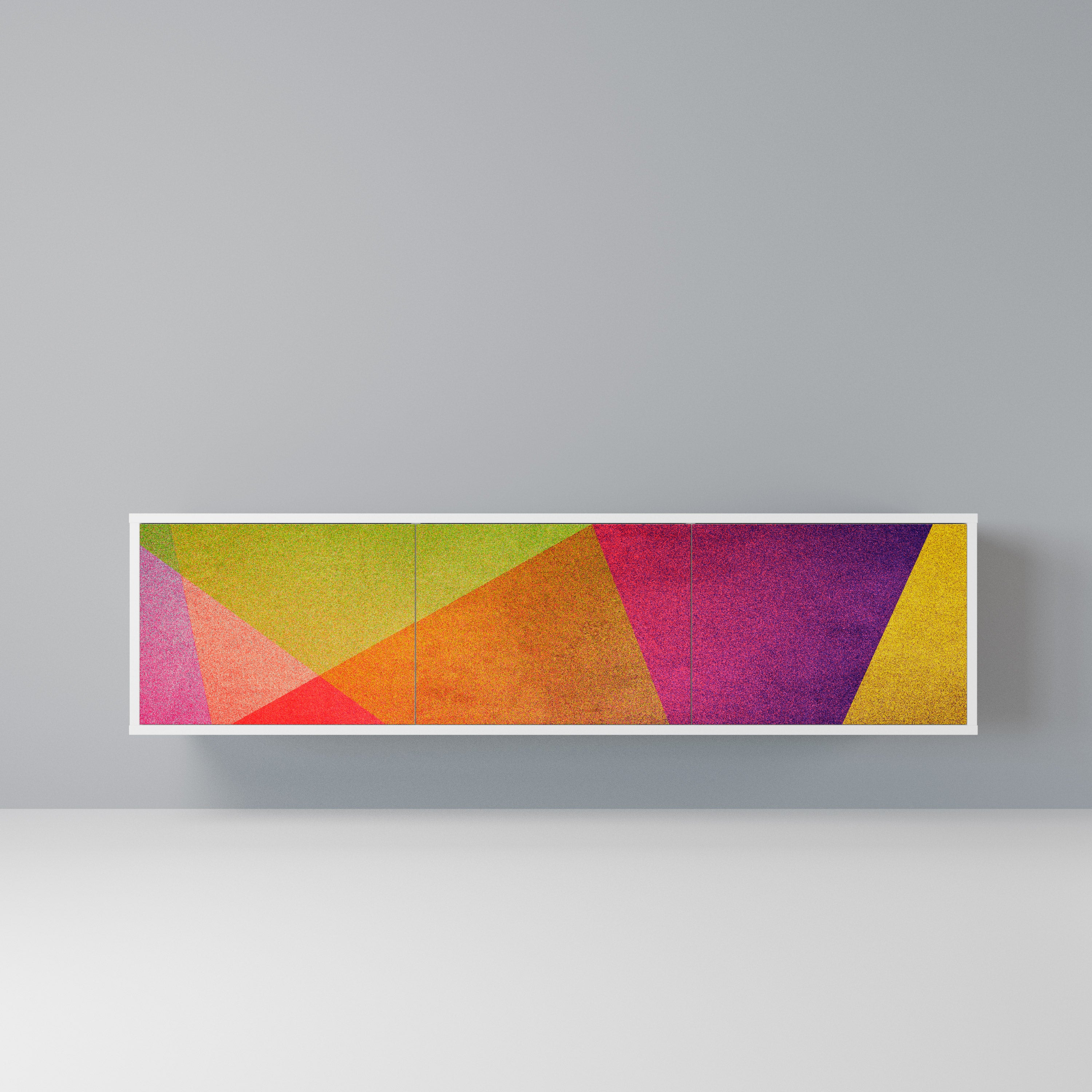 VIVID GEOMETRY Szafka RTV 3-drzwiowa korpus Biały