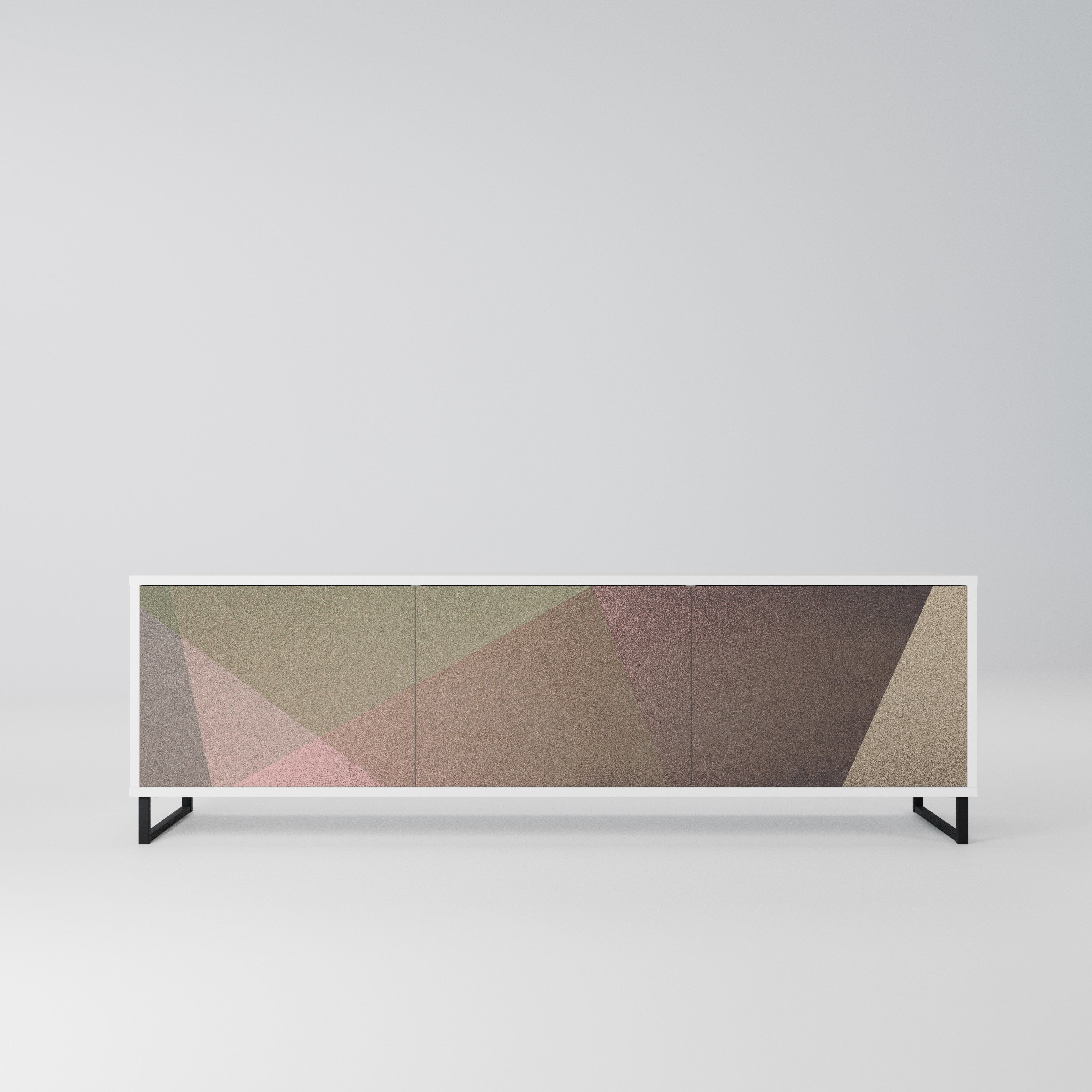 BEIGE GEOMETRY Szafka RTV 3-drzwiowa korpus Biały