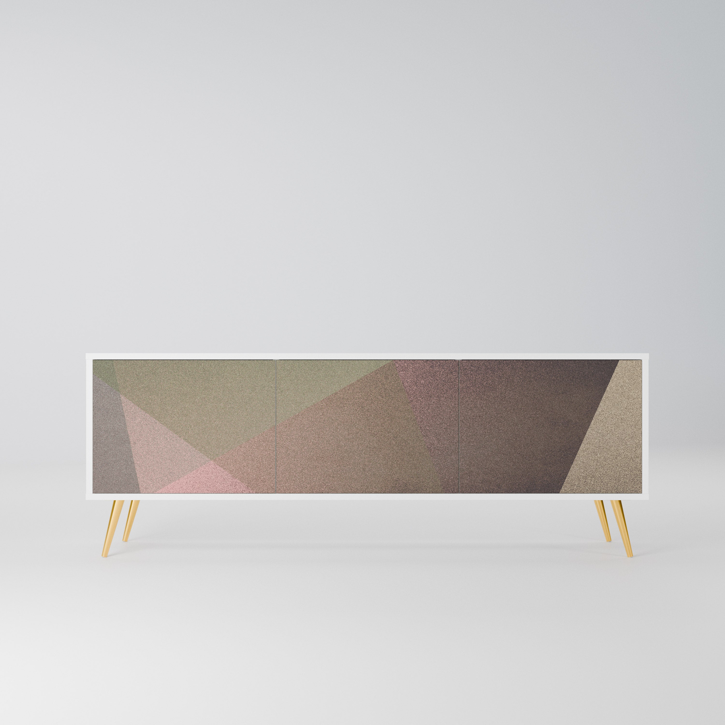 BEIGE GEOMETRY Szafka RTV 3-drzwiowa korpus Biały
