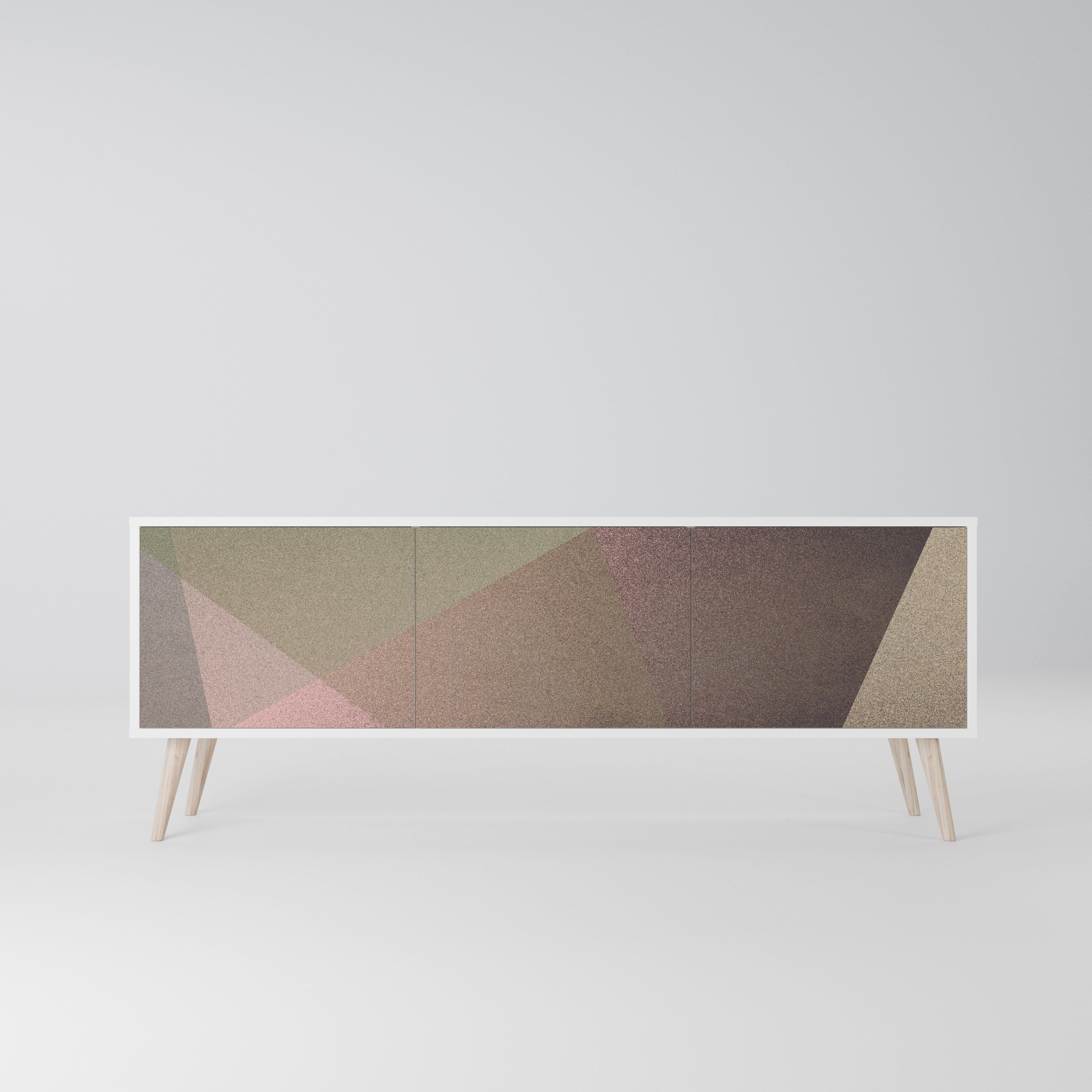 BEIGE GEOMETRY Szafka RTV 3-drzwiowa korpus Biały