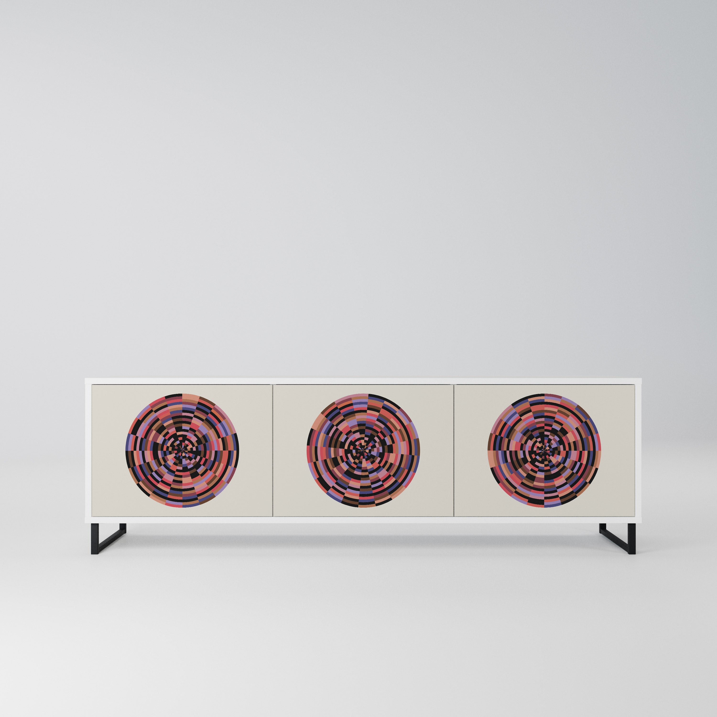 BROWN CIRCLES Szafka RTV 3-drzwiowa korpus Biały