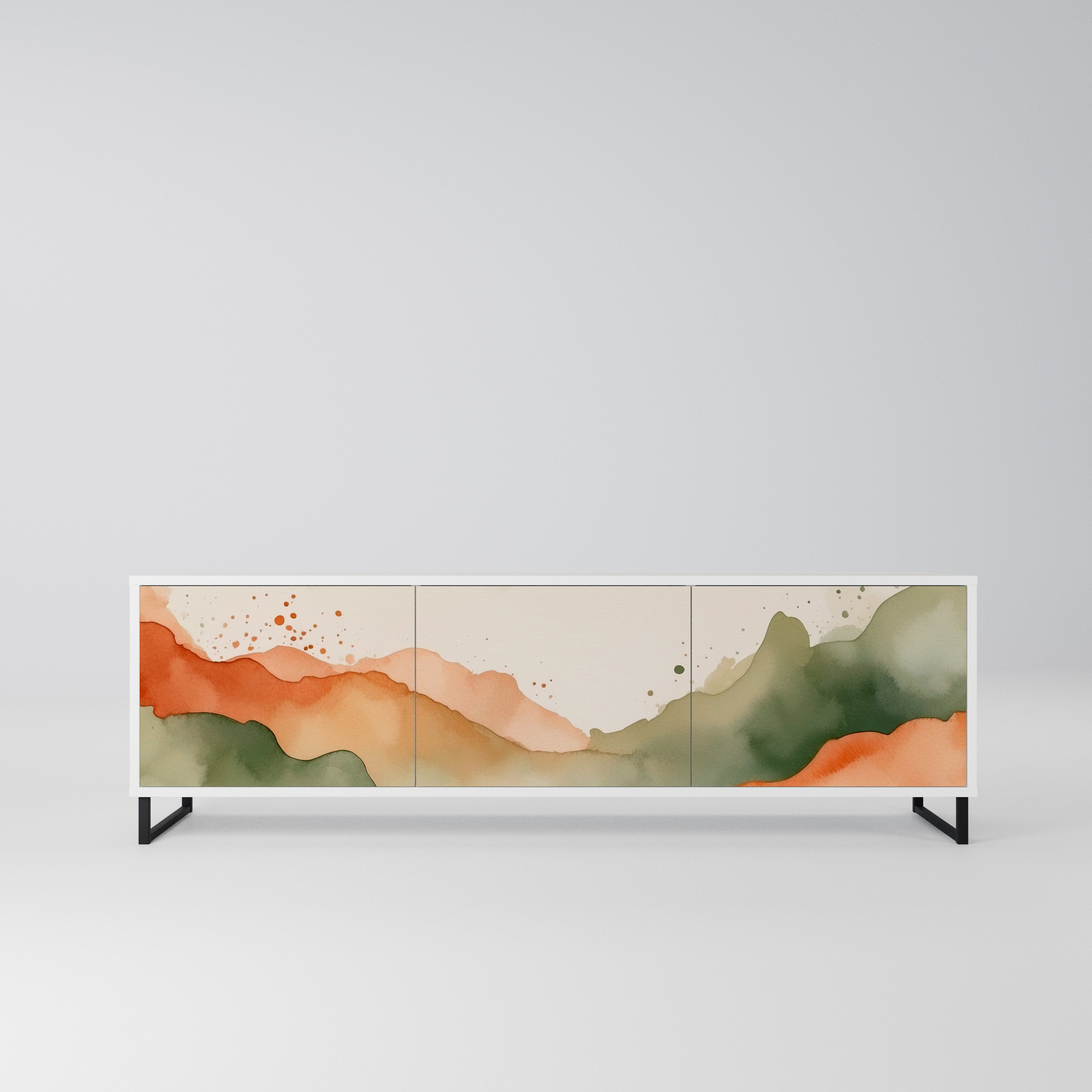 WATERCOLOUR PEAKS Szafka RTV 3-drzwiowa korpus Biały