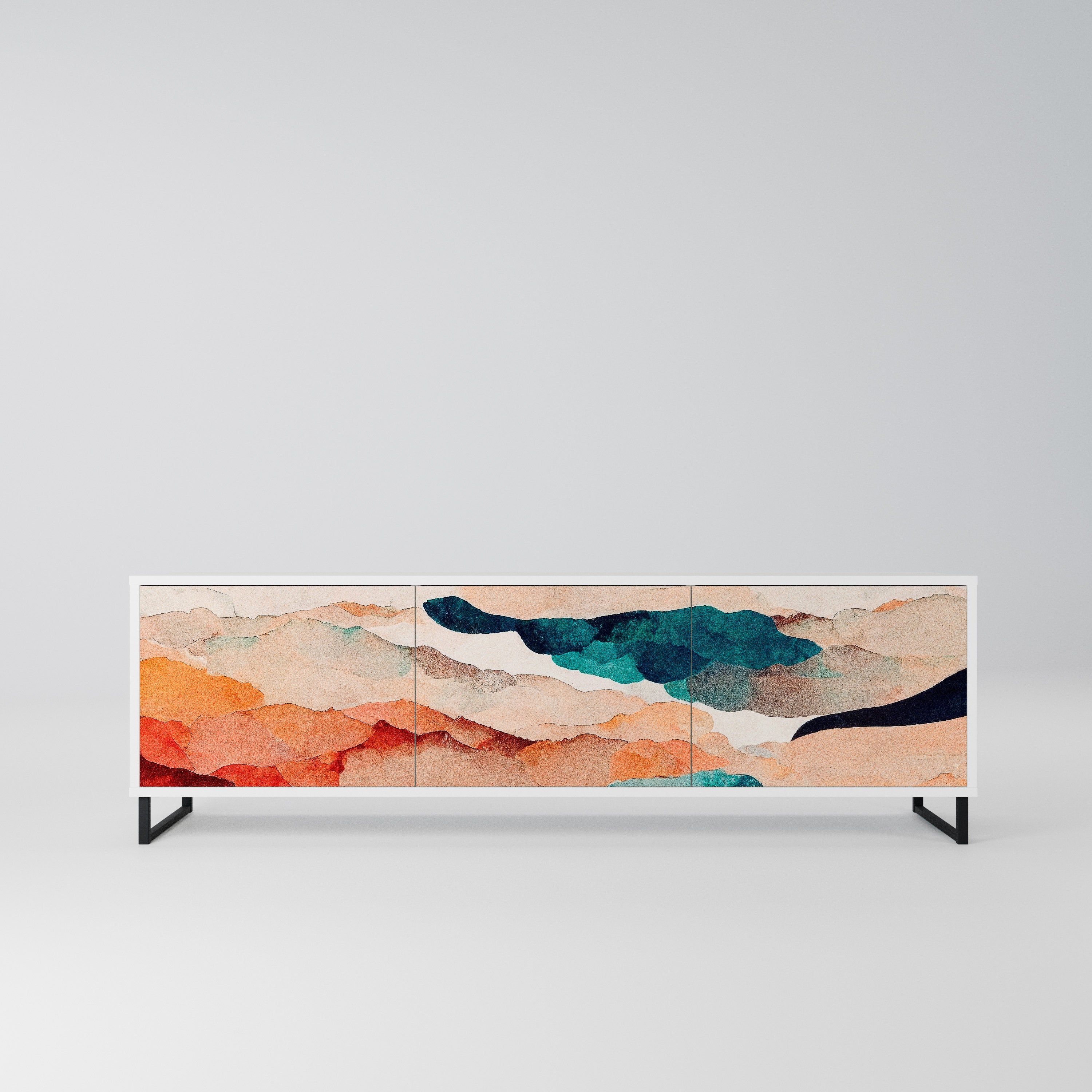 ABSTRACT LANDSCAPE Szafka RTV 3-drzwiowa korpus Biały